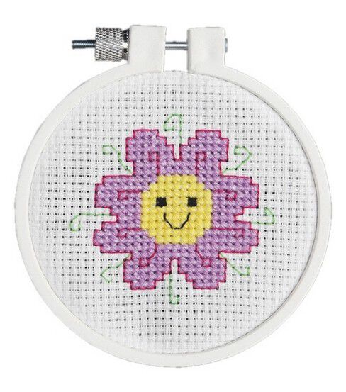 Janlynn 3 Flower Power Round Counted Cross Stitch Kit