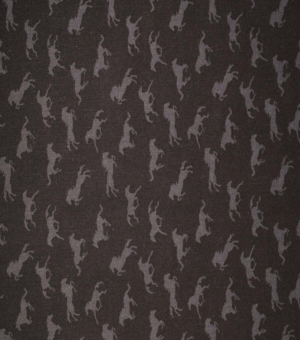 In the Wild Horses on Dark Brown Cotton Fabric by Quilter's Showcase