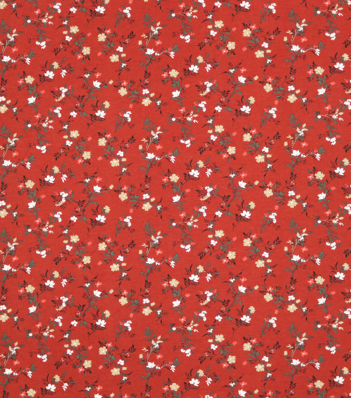 Floral Red 108 Wide Flannel Fabric