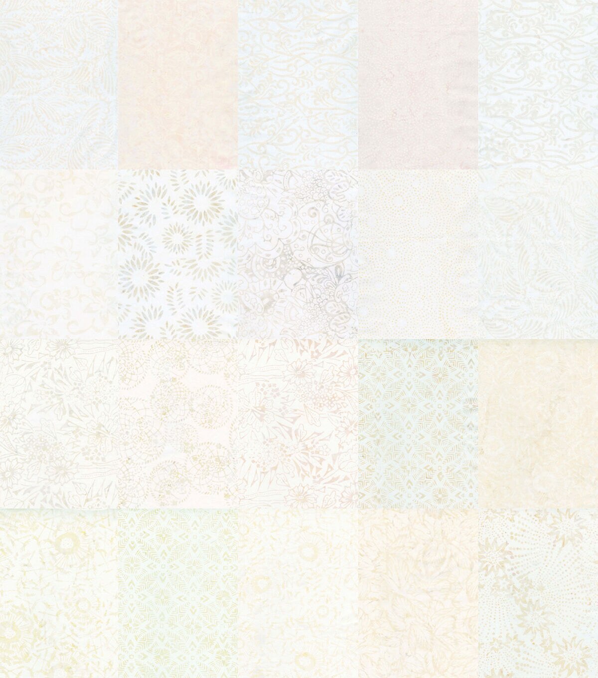 10 x 10 Hi Fashion Batik Cream Cotton Fabric Squares 42pc