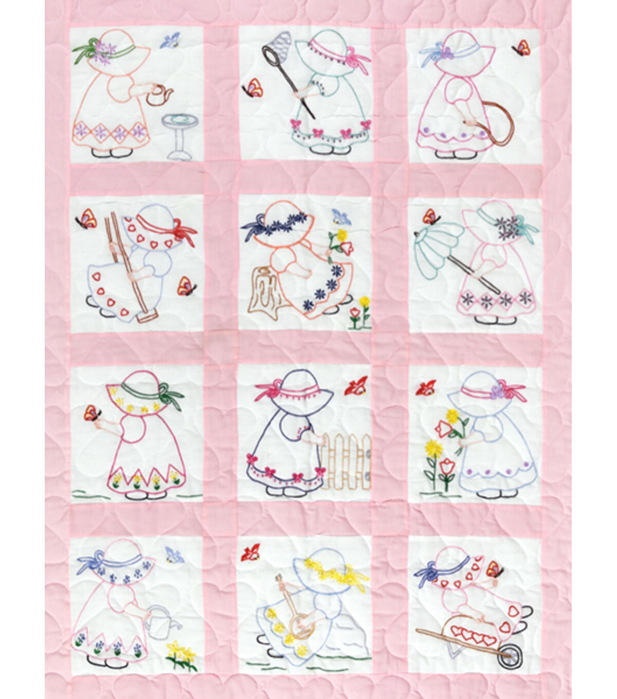 Jack Dempsey 9 Girls Stamped Nursery Quilt Blocks 12ct