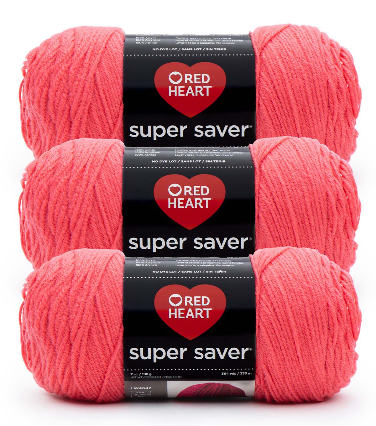 Red Heart Super Saver 364yds Worsted Acrylic Yarn 3 Bundle