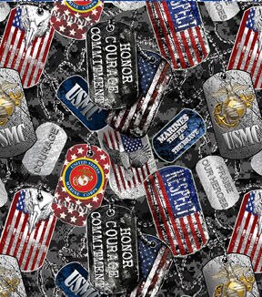 Military Cotton Fabric Marines Dog Tags