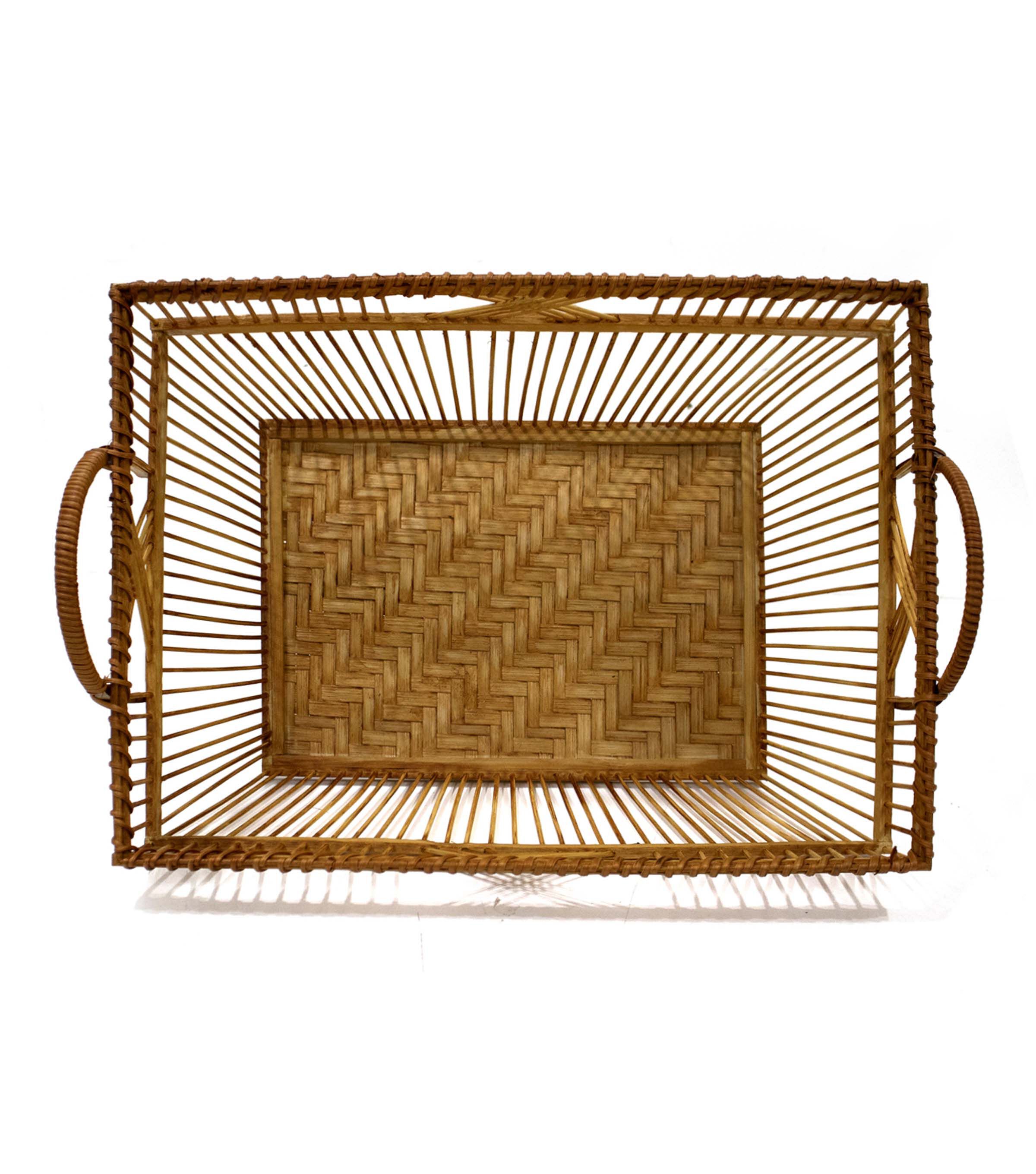 12 x 9 Bamboo Rattan Woven Basket by Place & Time