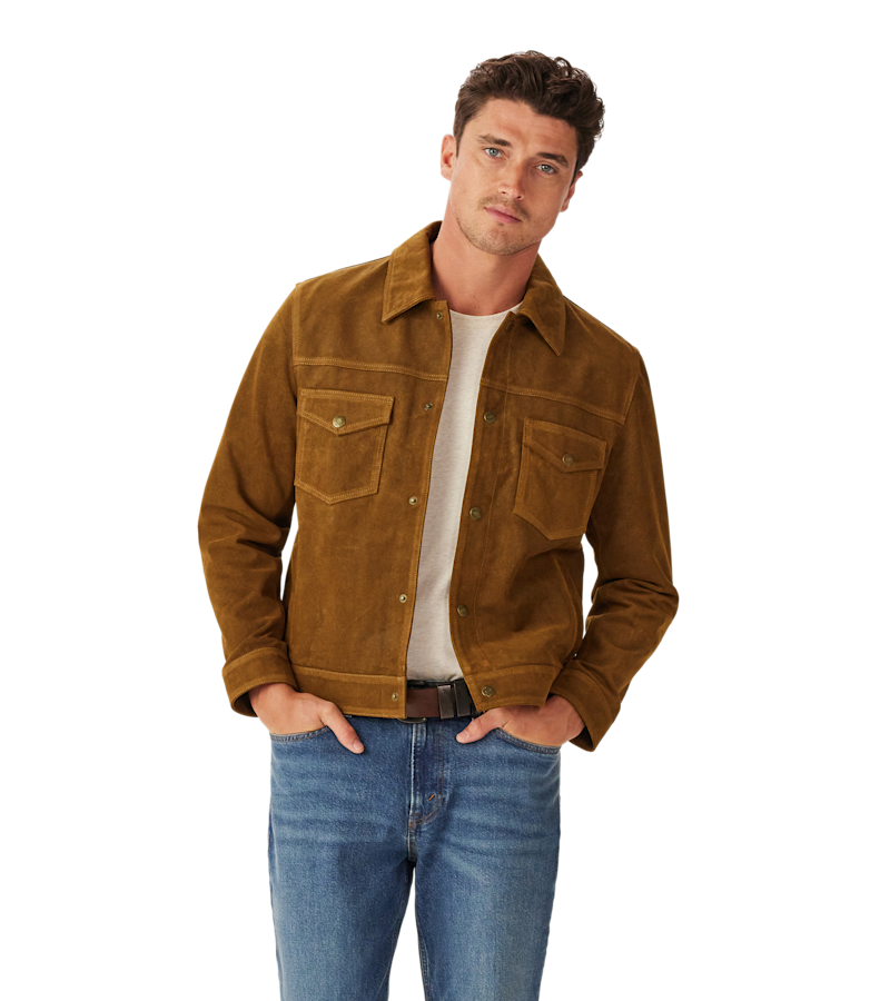 Duffy waxed suede leather jacket