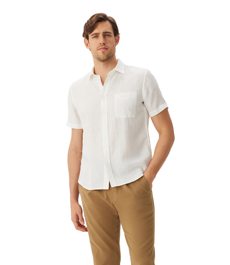 Regular linen short sleeve shirt