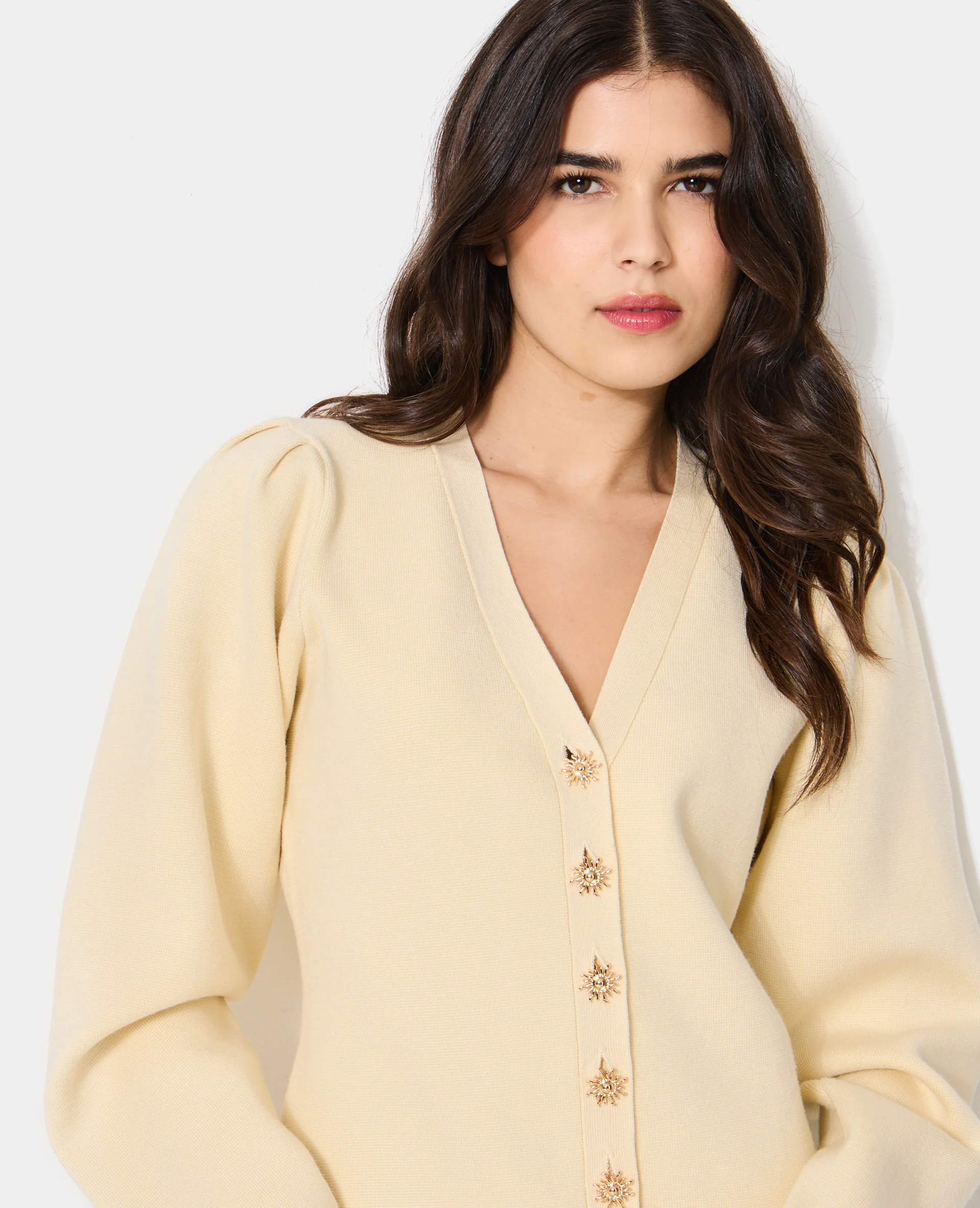 Gilet maille compacte avec boutons soleil