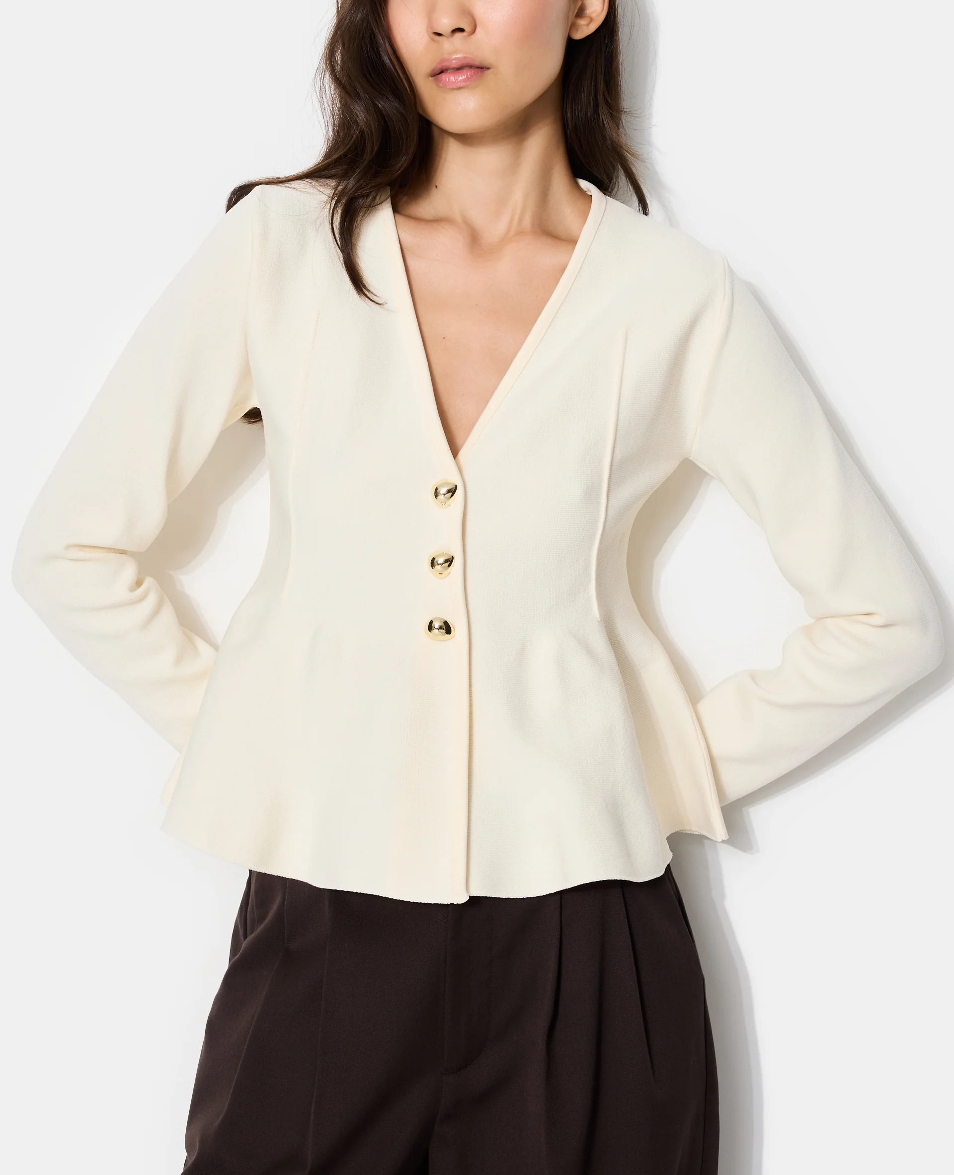 Gilet peplum avec boutons fantaisie