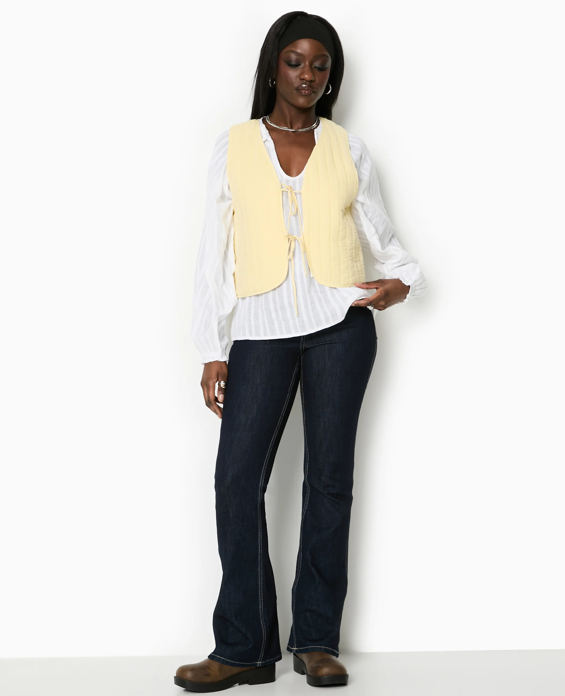 Veste sans manches en gaze de coton matelassée