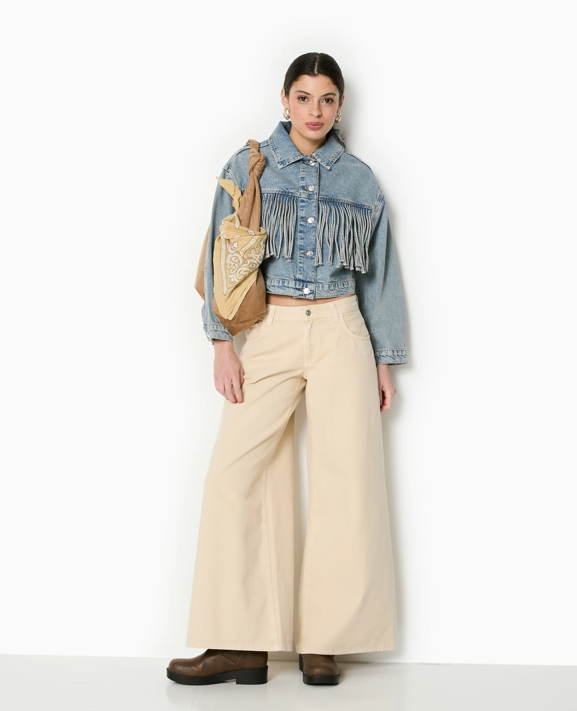 Veste en jean avec franges