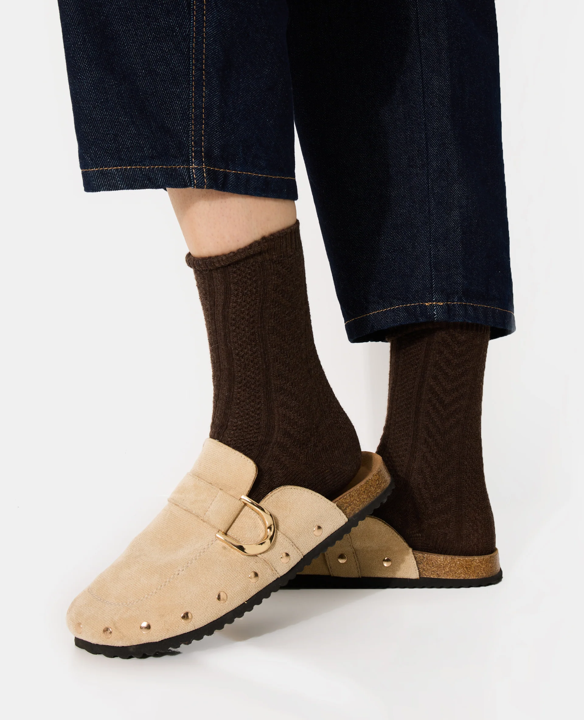 Paire de chaussettes hautes en maille fantaisie