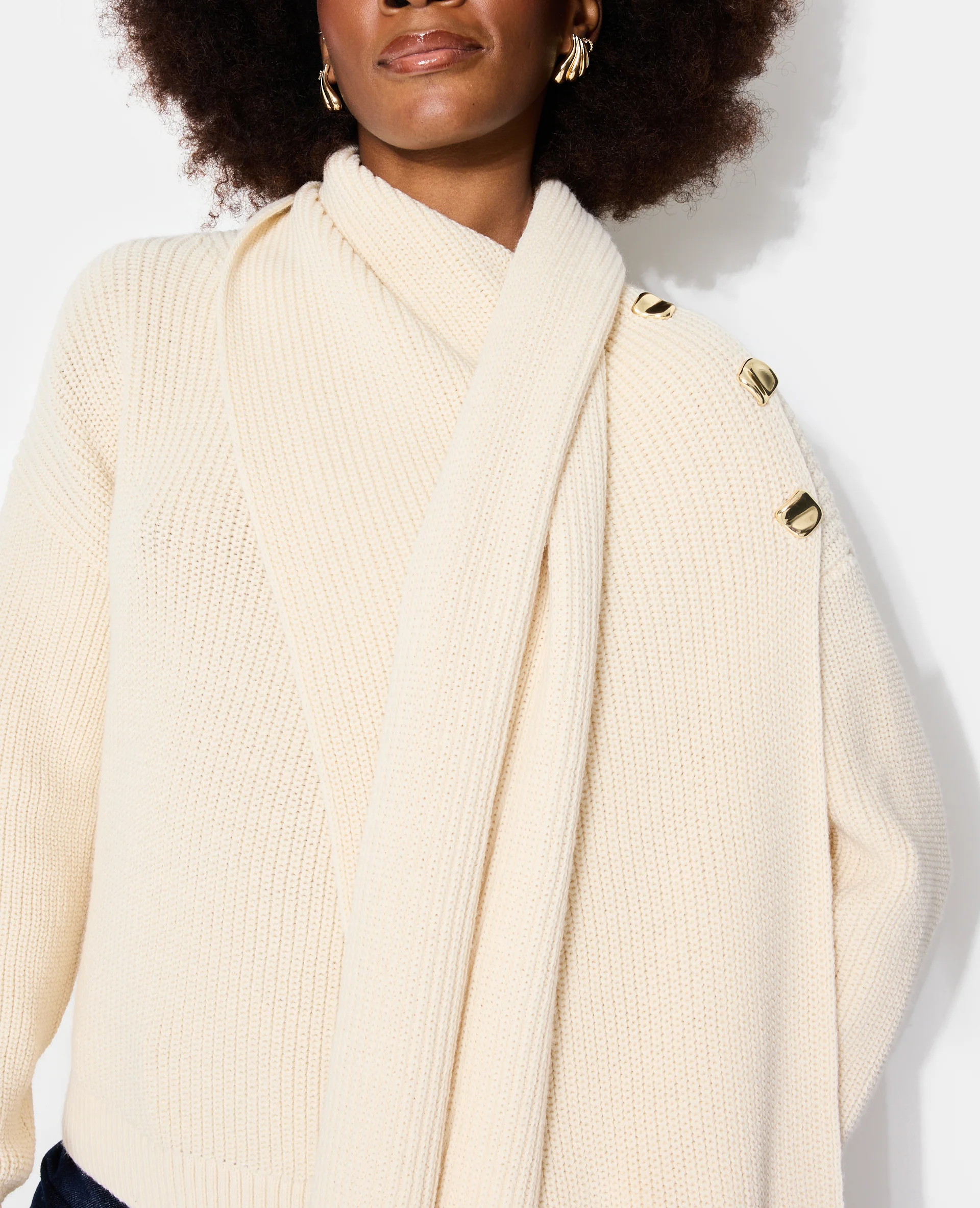 Pull oversize avec écharpe amovible