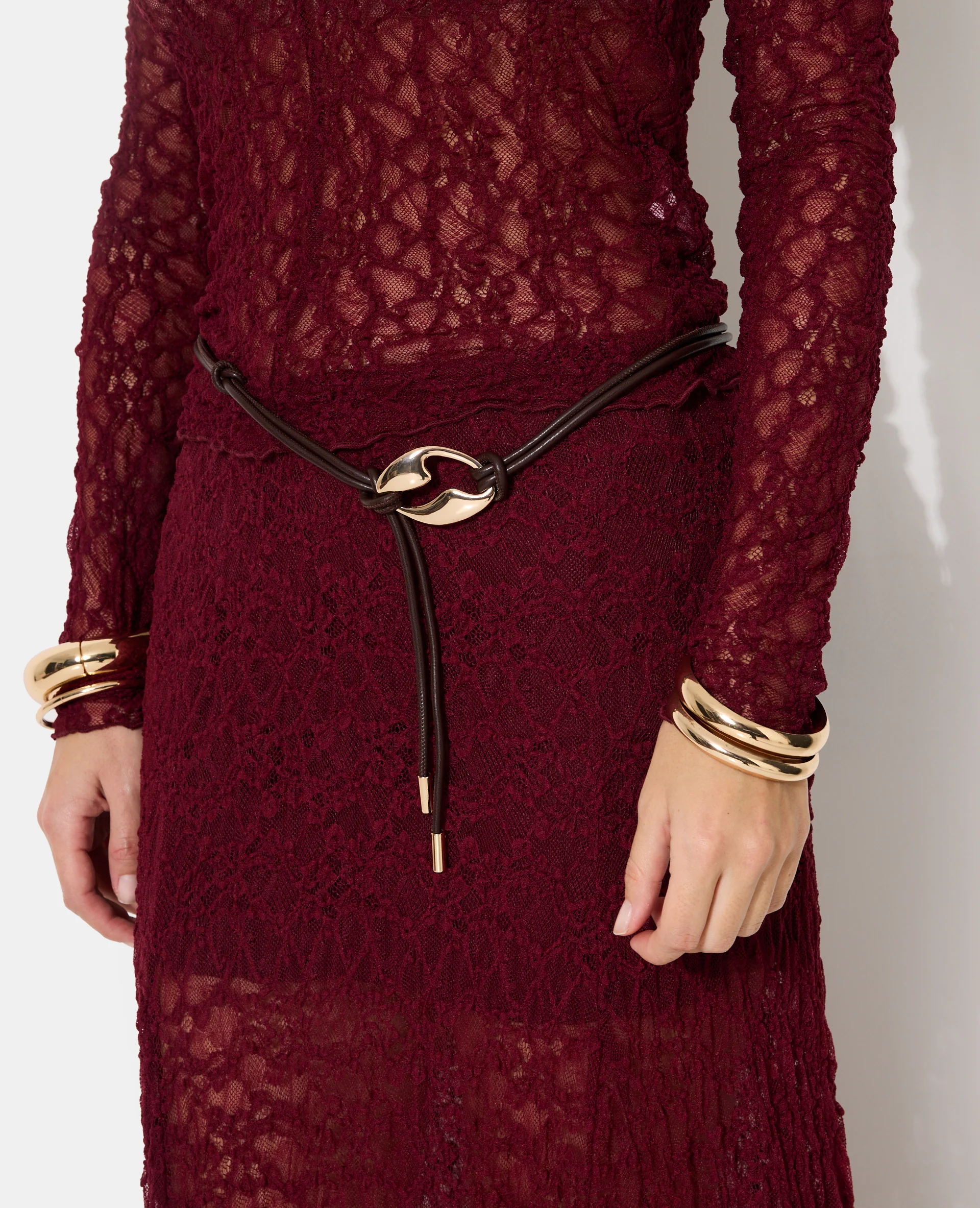 Ceinture cordon en simili avec boucle fantaisie