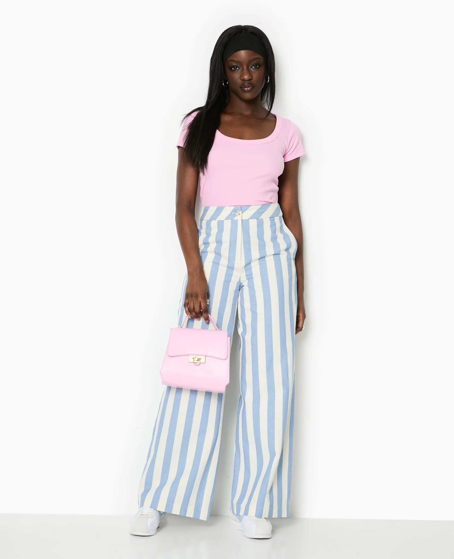 Pantalon droit avec larges rayures