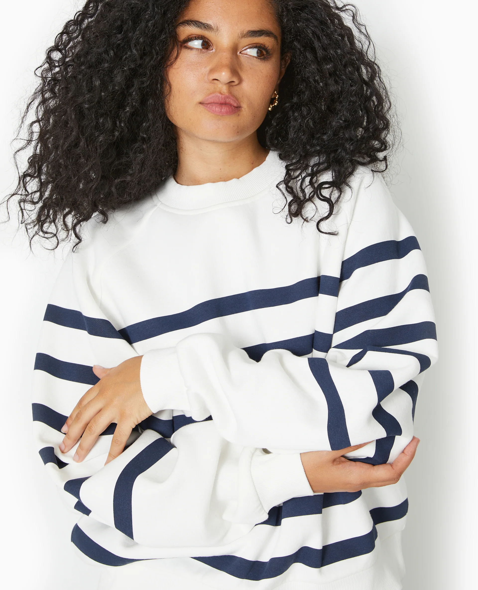 Sweat col rond rayé