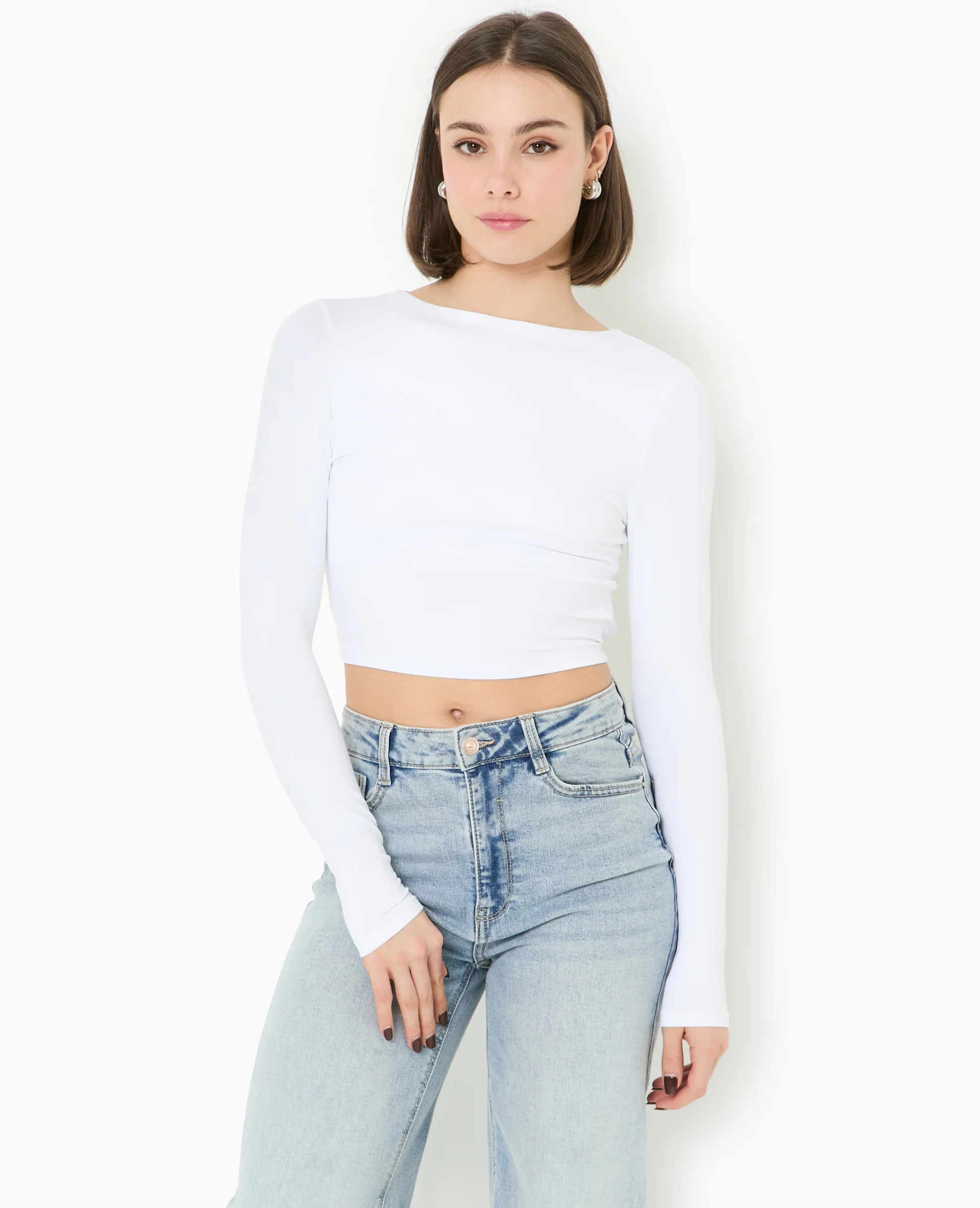 Top court manches longues avec dos ouvert