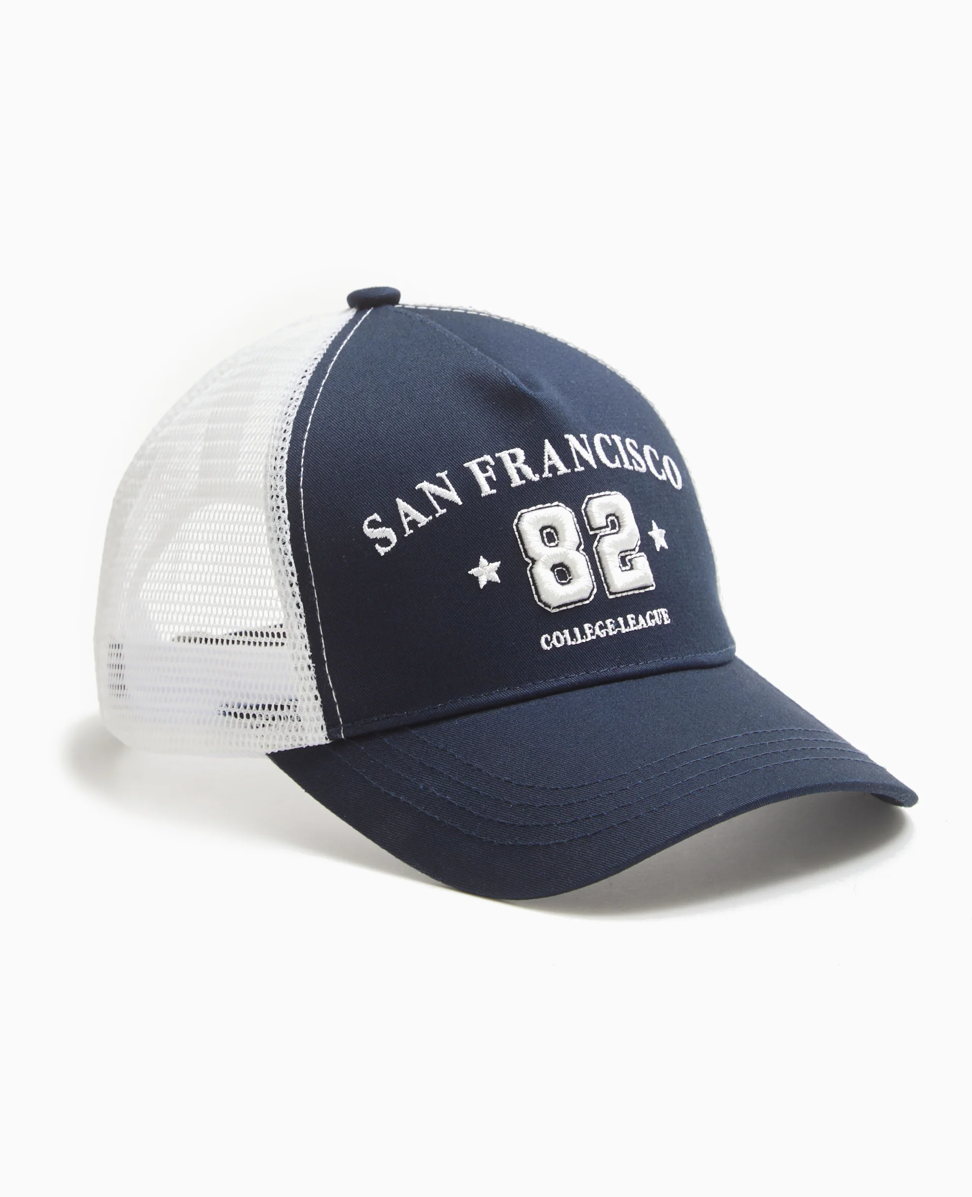 Casquette tissu et mesh avec broderie