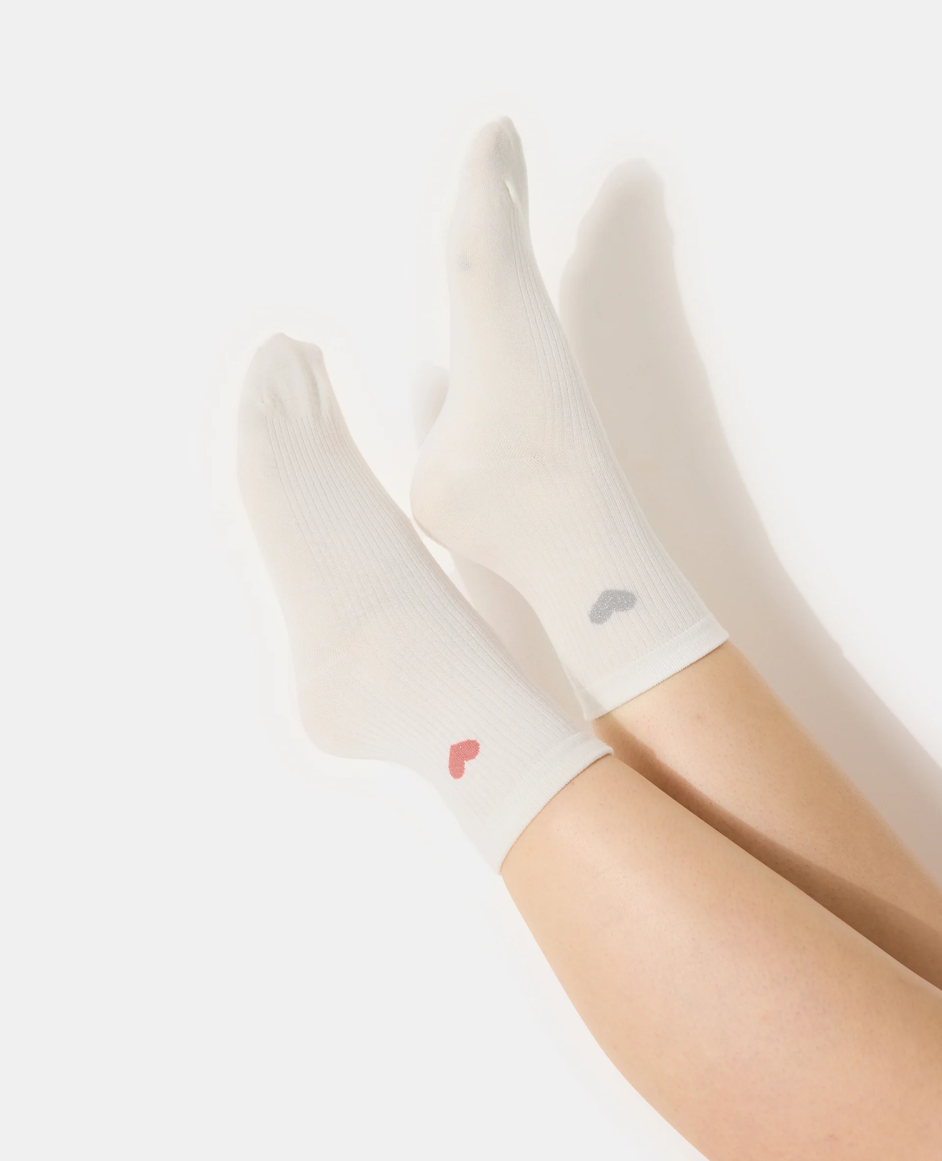 Lot de 2 paires de chaussettes avec cœur