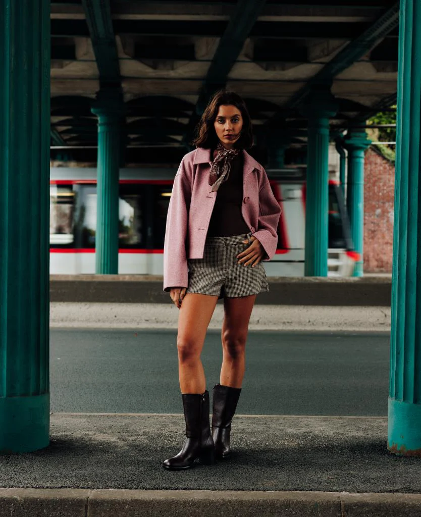 Manteau court effet drap de laine