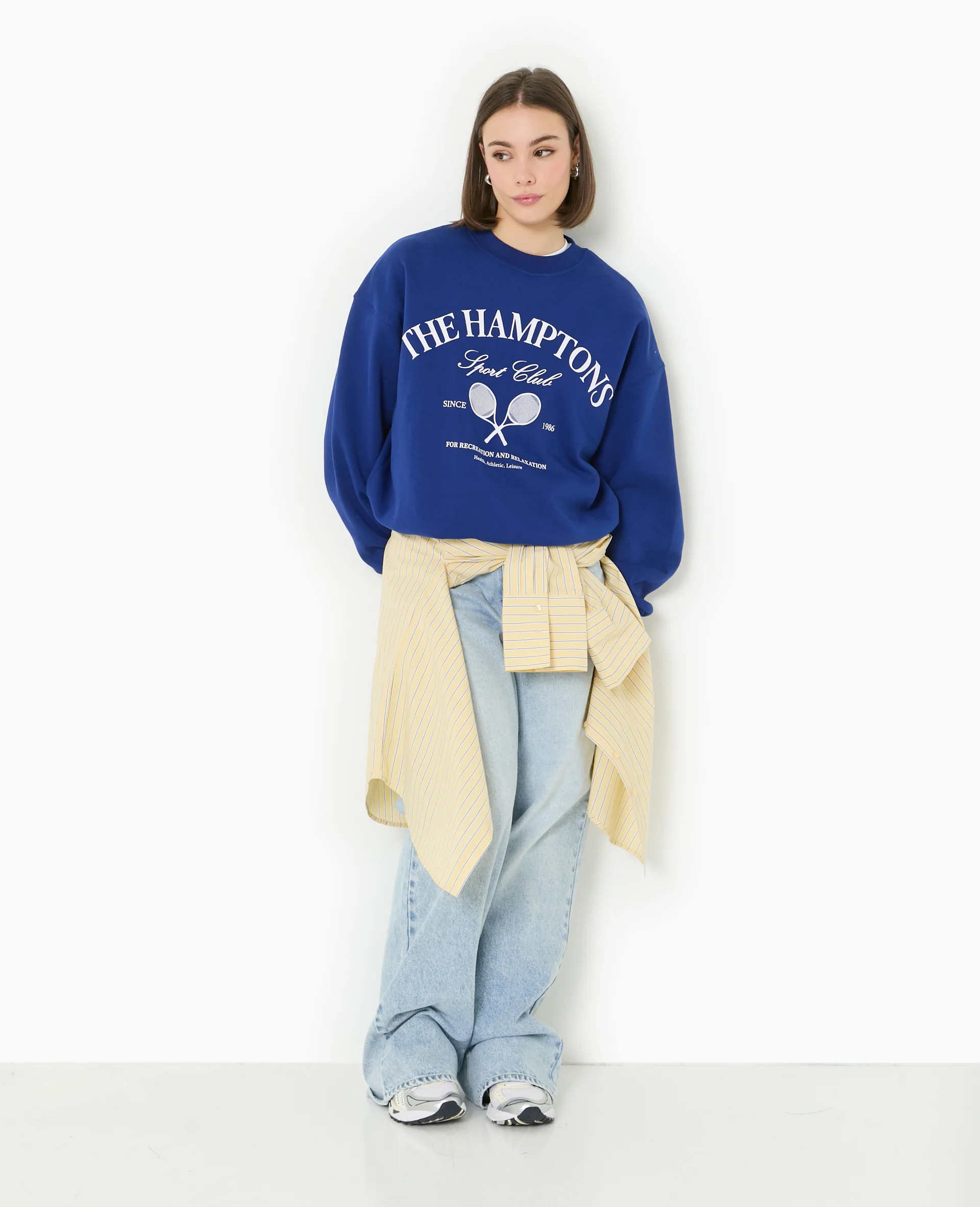 Sweat col rond avec grand print devant