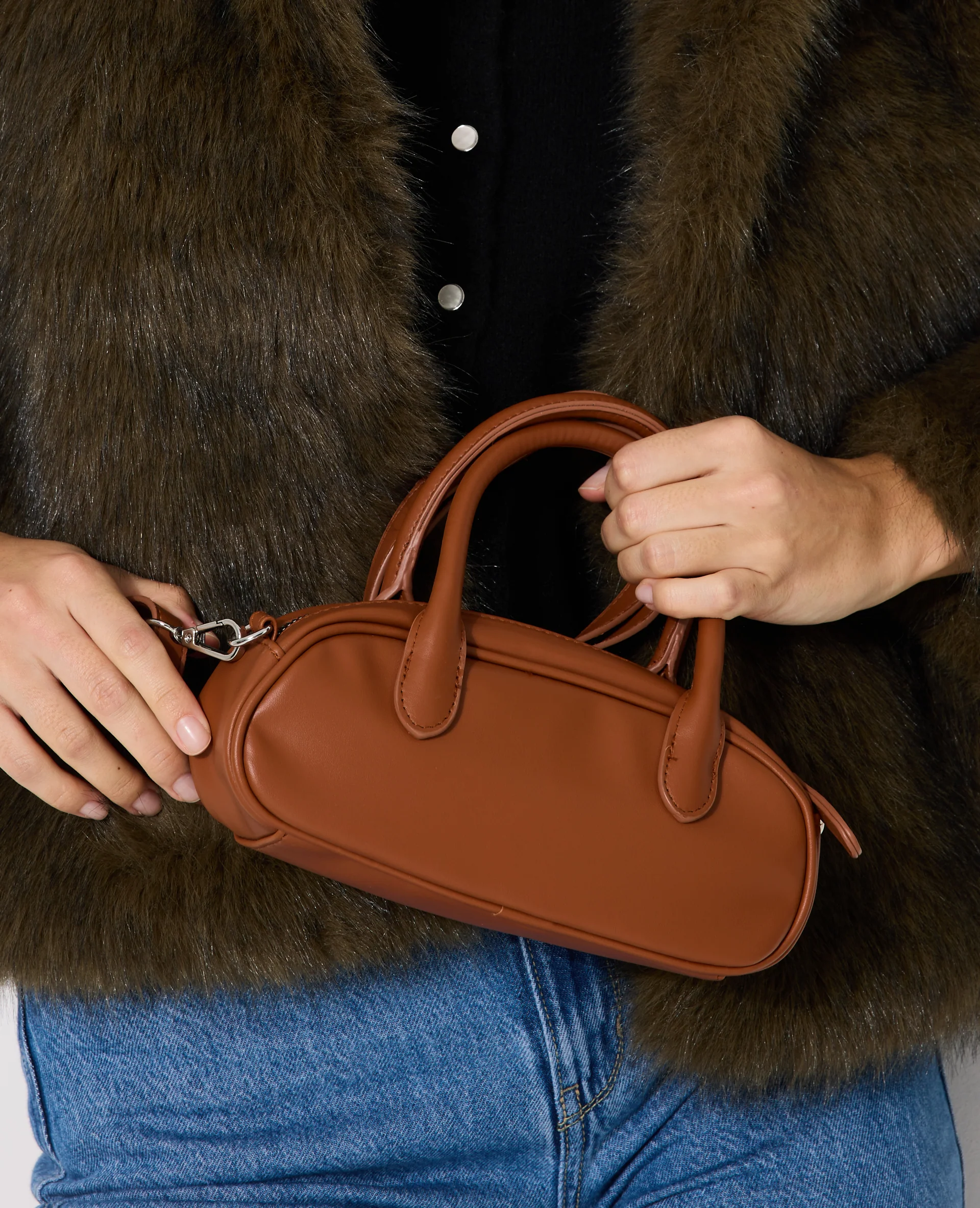 Mini-sac boxy avec poignées et bandoulière