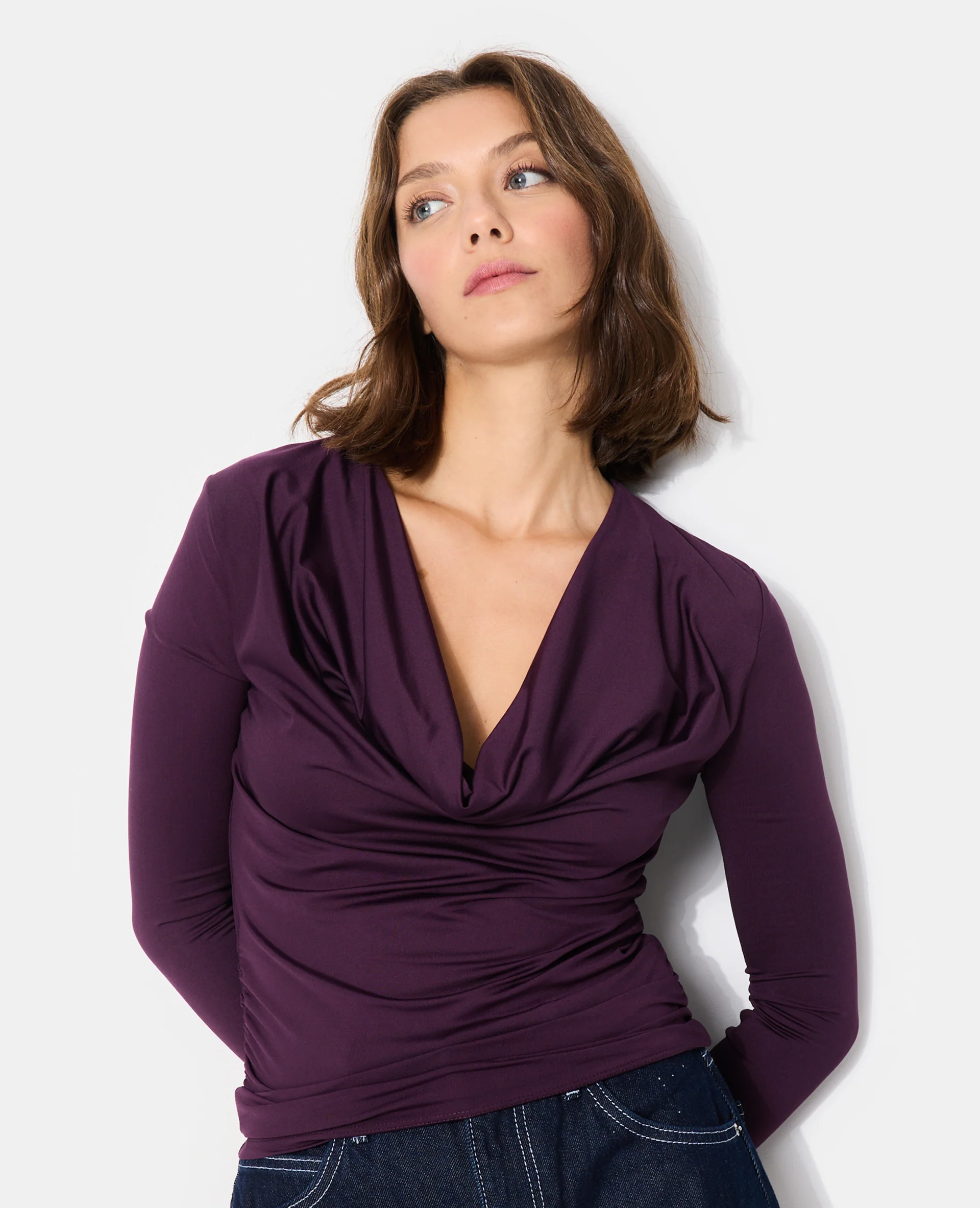 T-shirt manches longues col bénitier