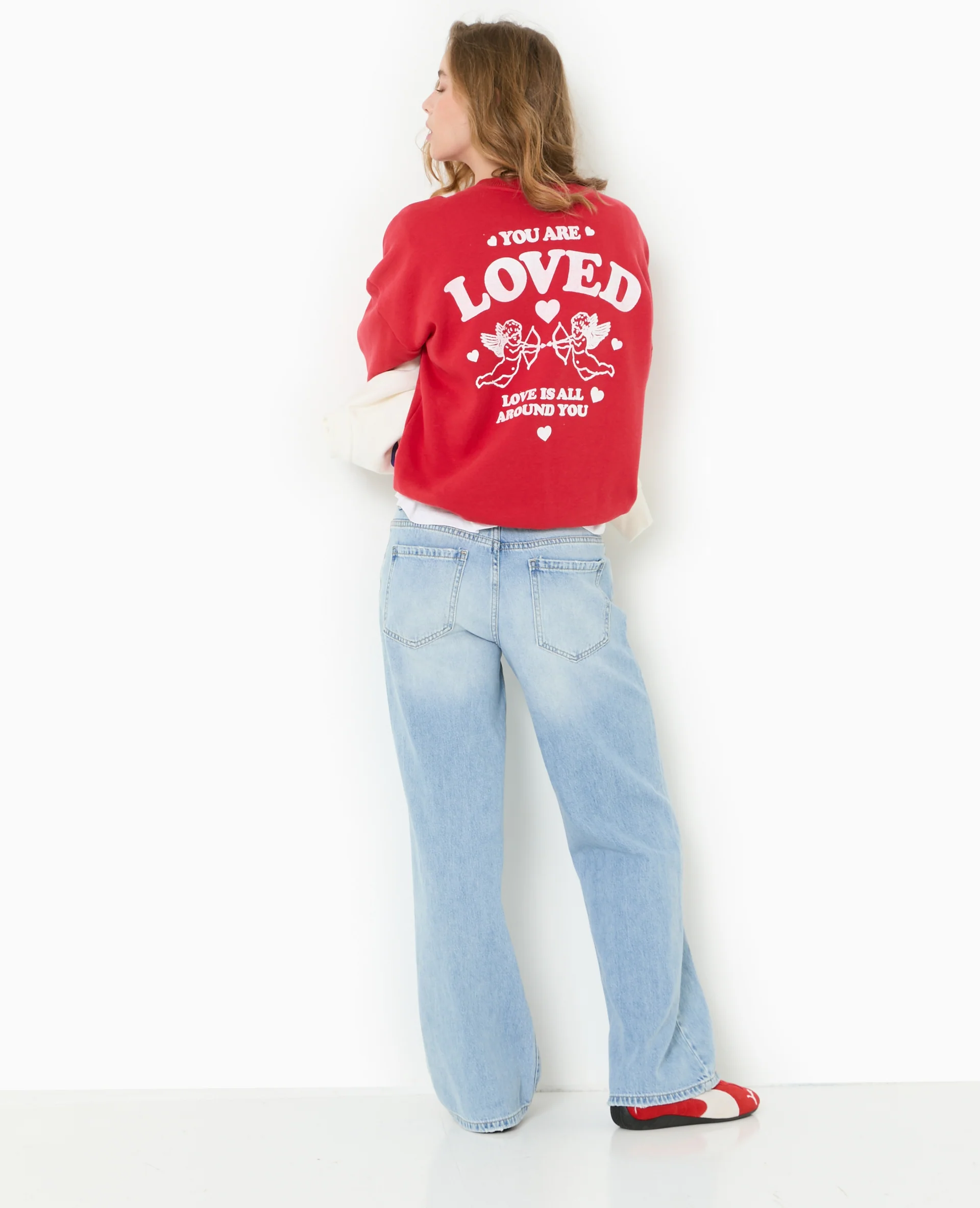 Sweat oversize avec print poitrine et dos