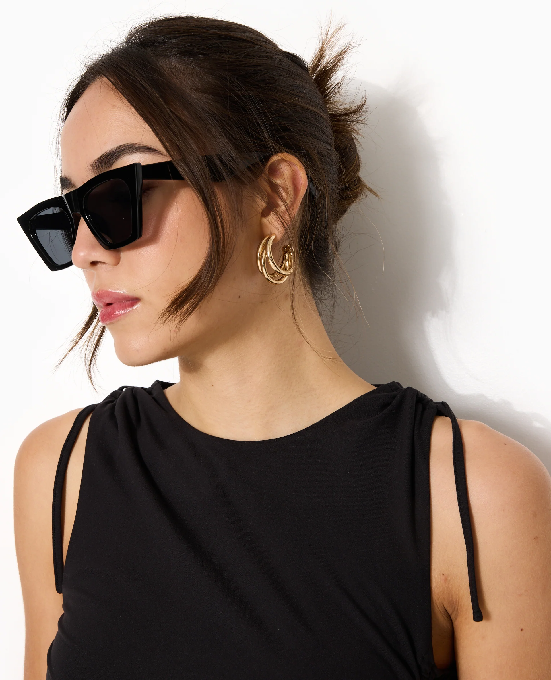 Robe longue avec liens coulissés et fronces