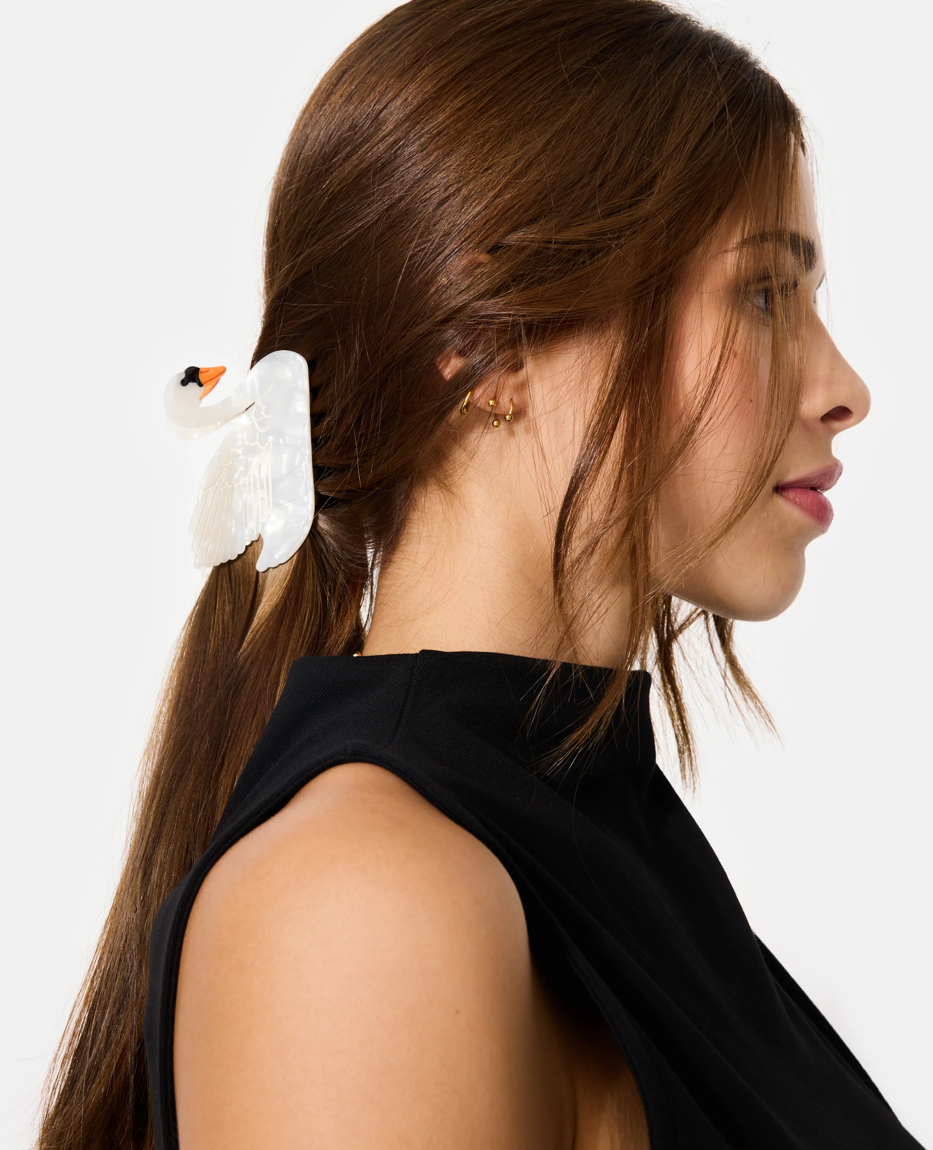 Pince crocodile cygne effet nacre