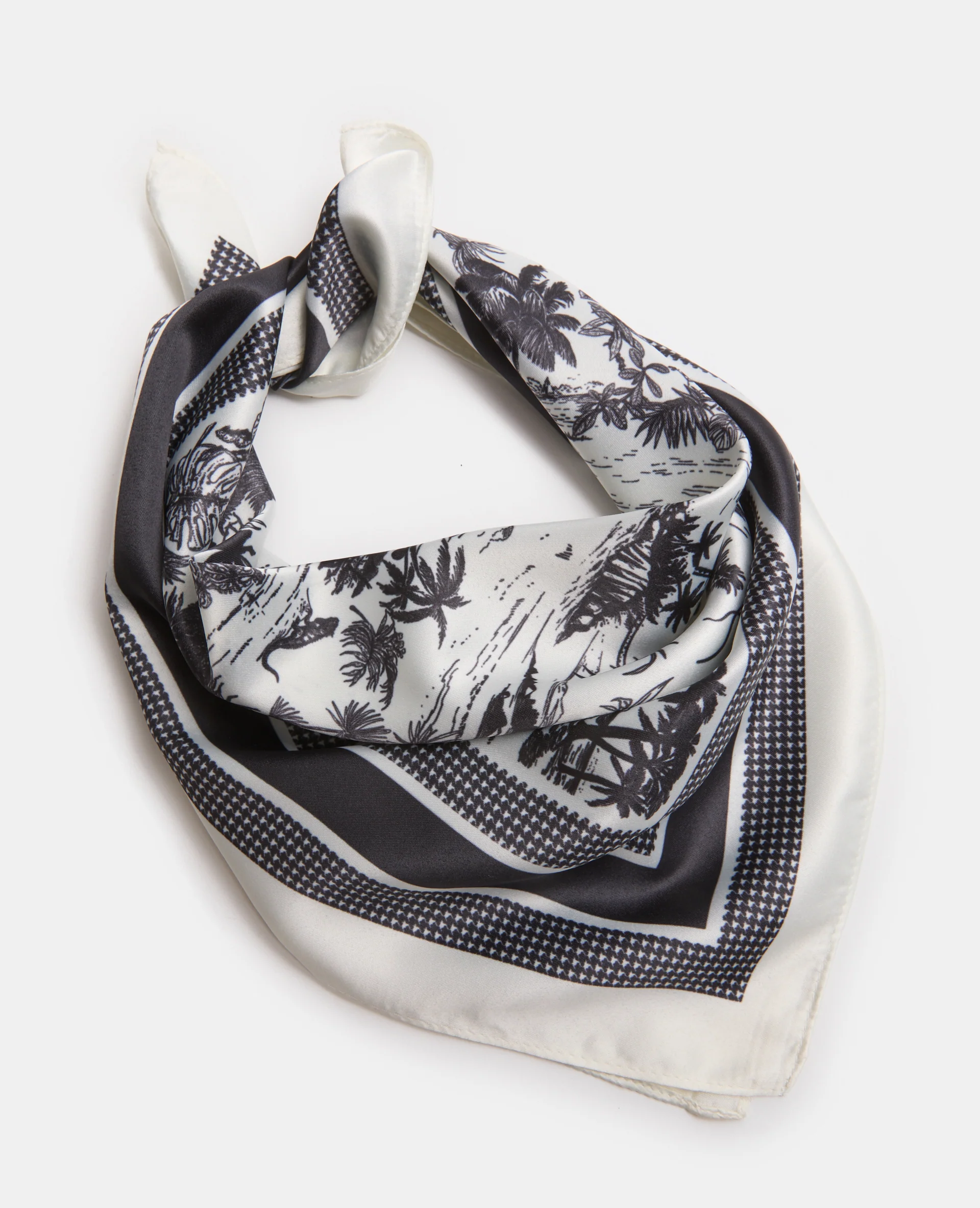 Foulard en tissu satiné avec motifs île déserte