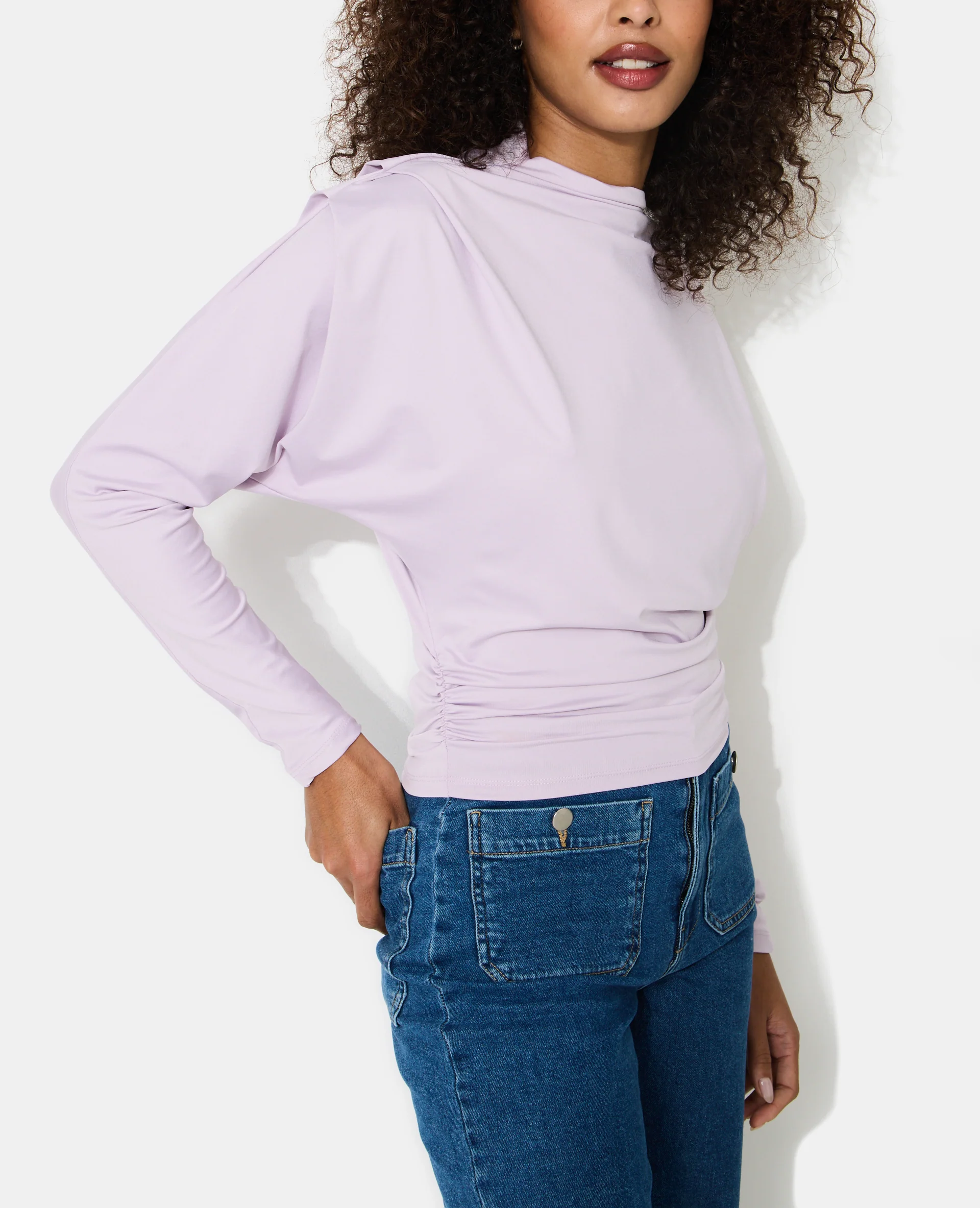 Top manches chauve-souris avec pinces et fronces