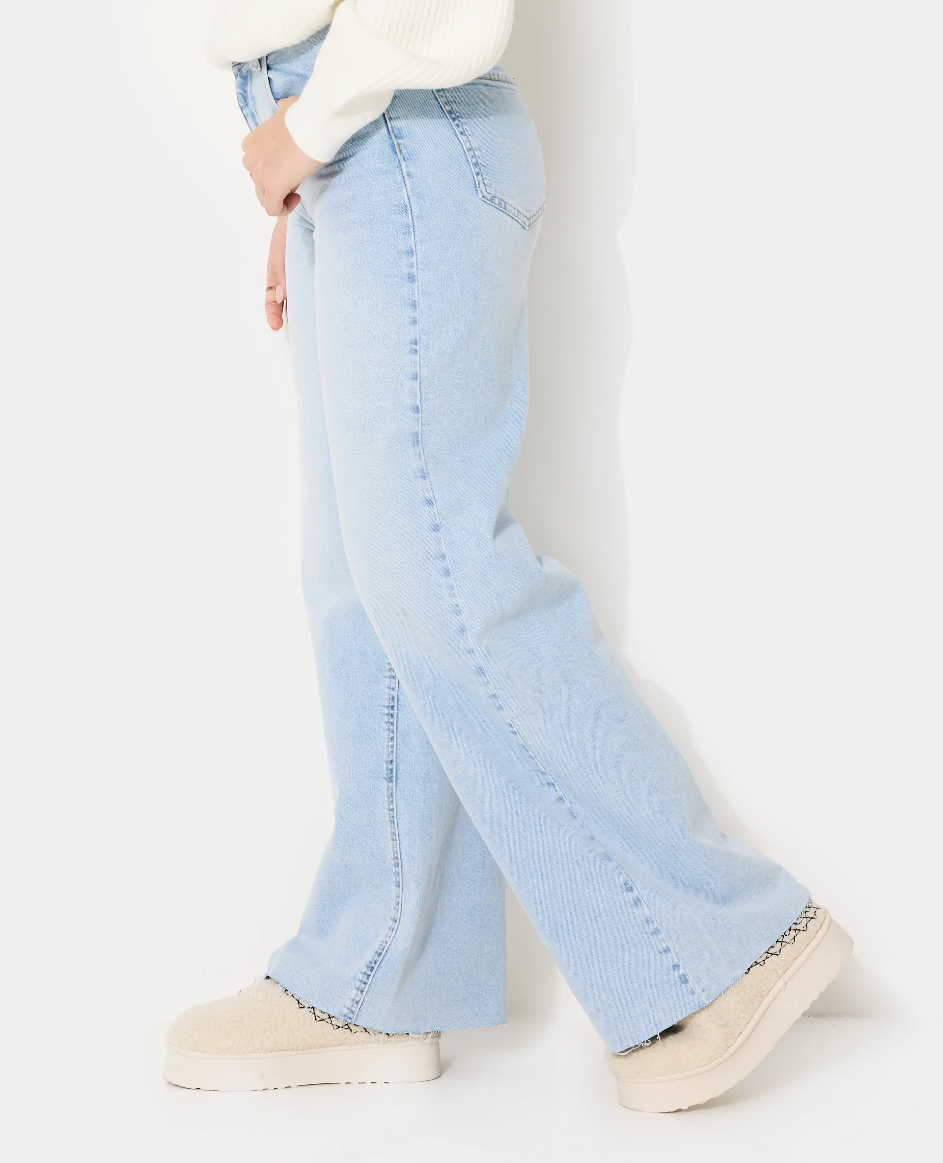 J71-1 / Jean wide taille haute bas coupés