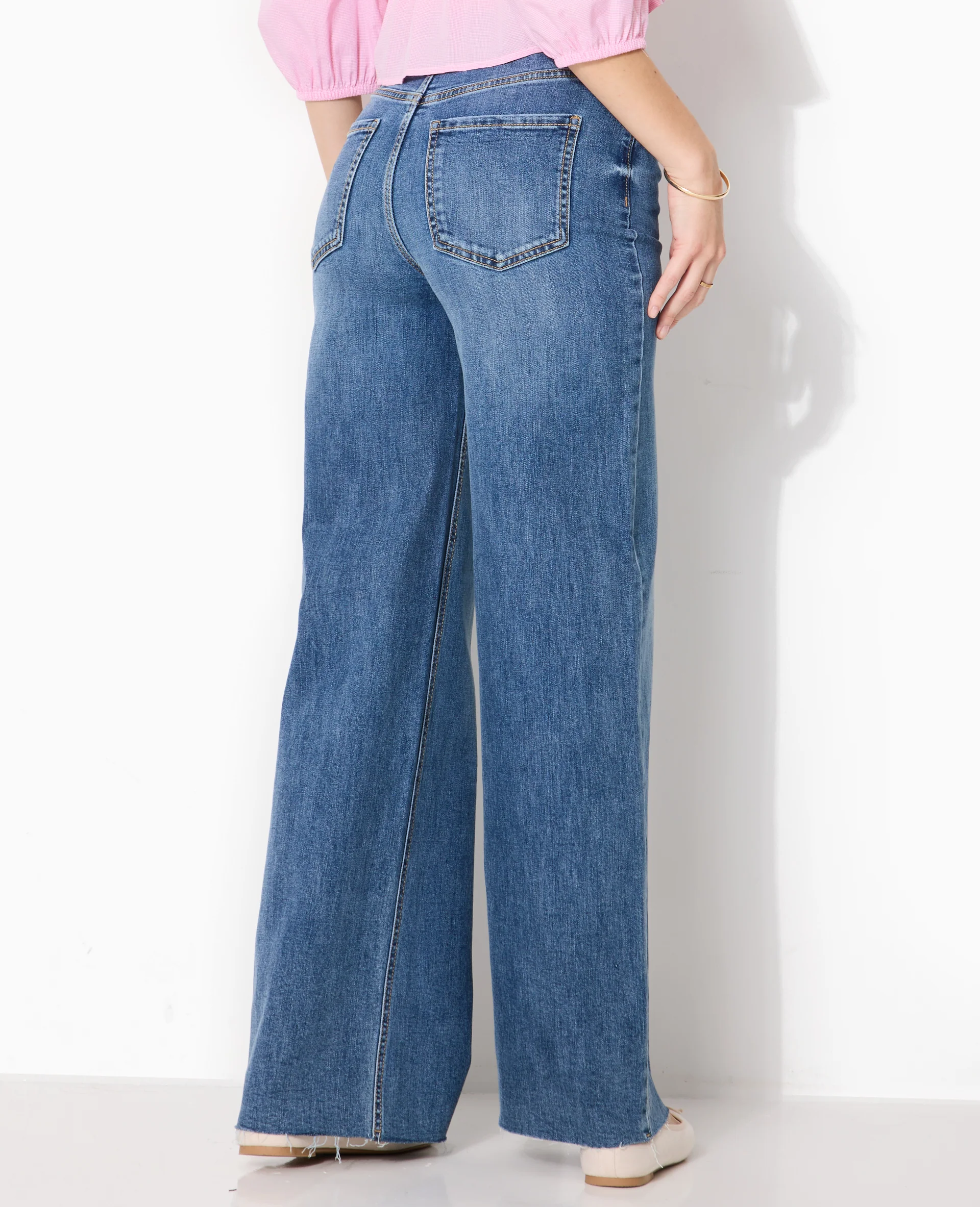 J71-1 / Jean wide taille haute avec bas coupés