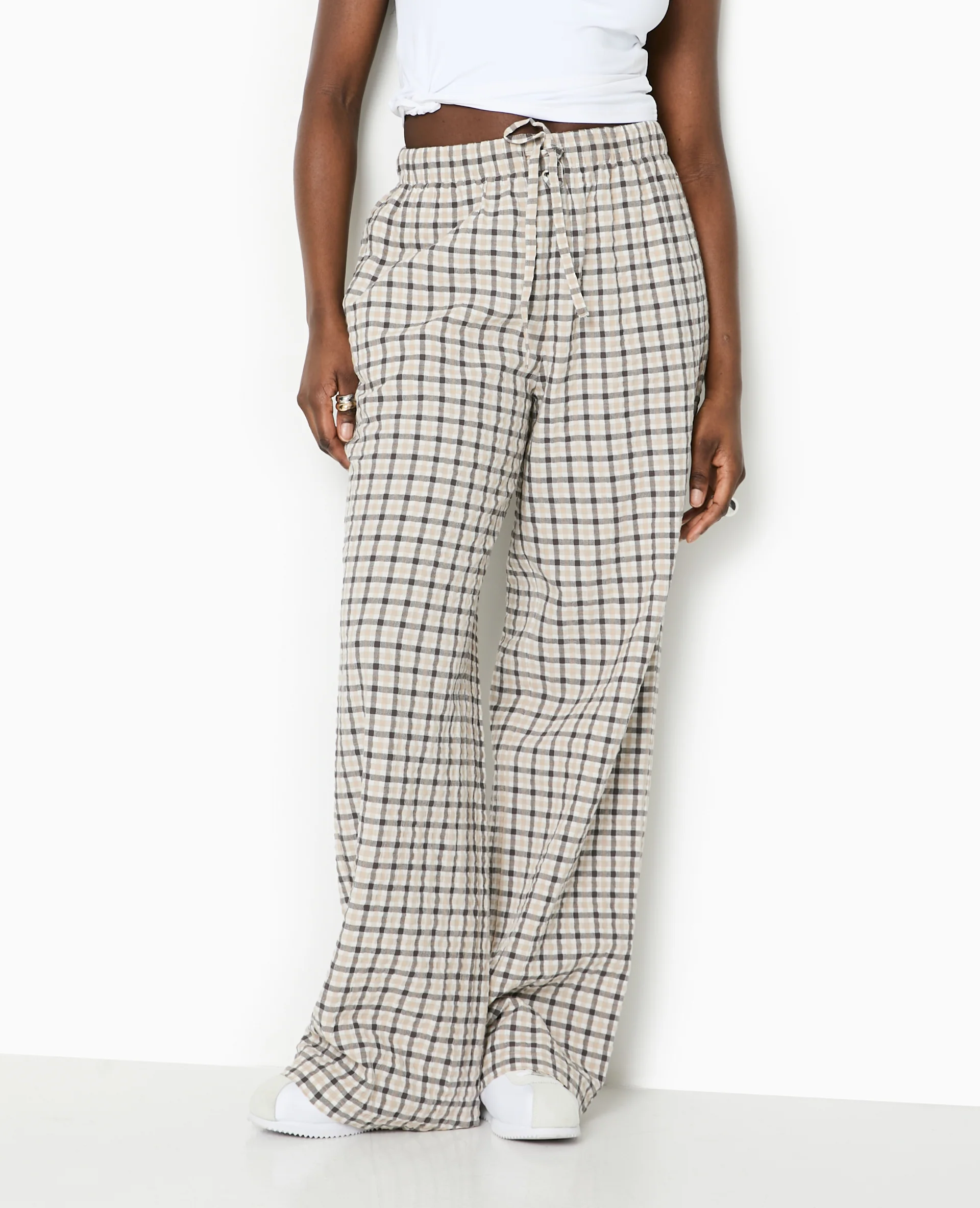 Pantalon droit à carreaux