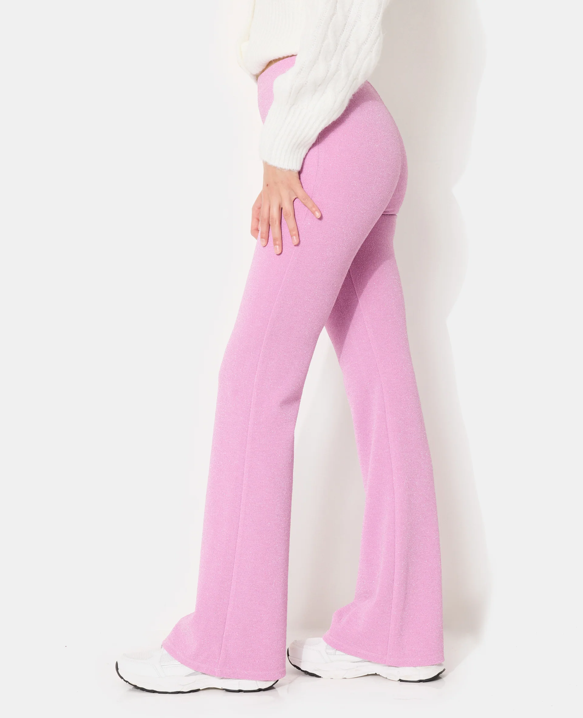 Pantalon flare en maille avec fils lurex