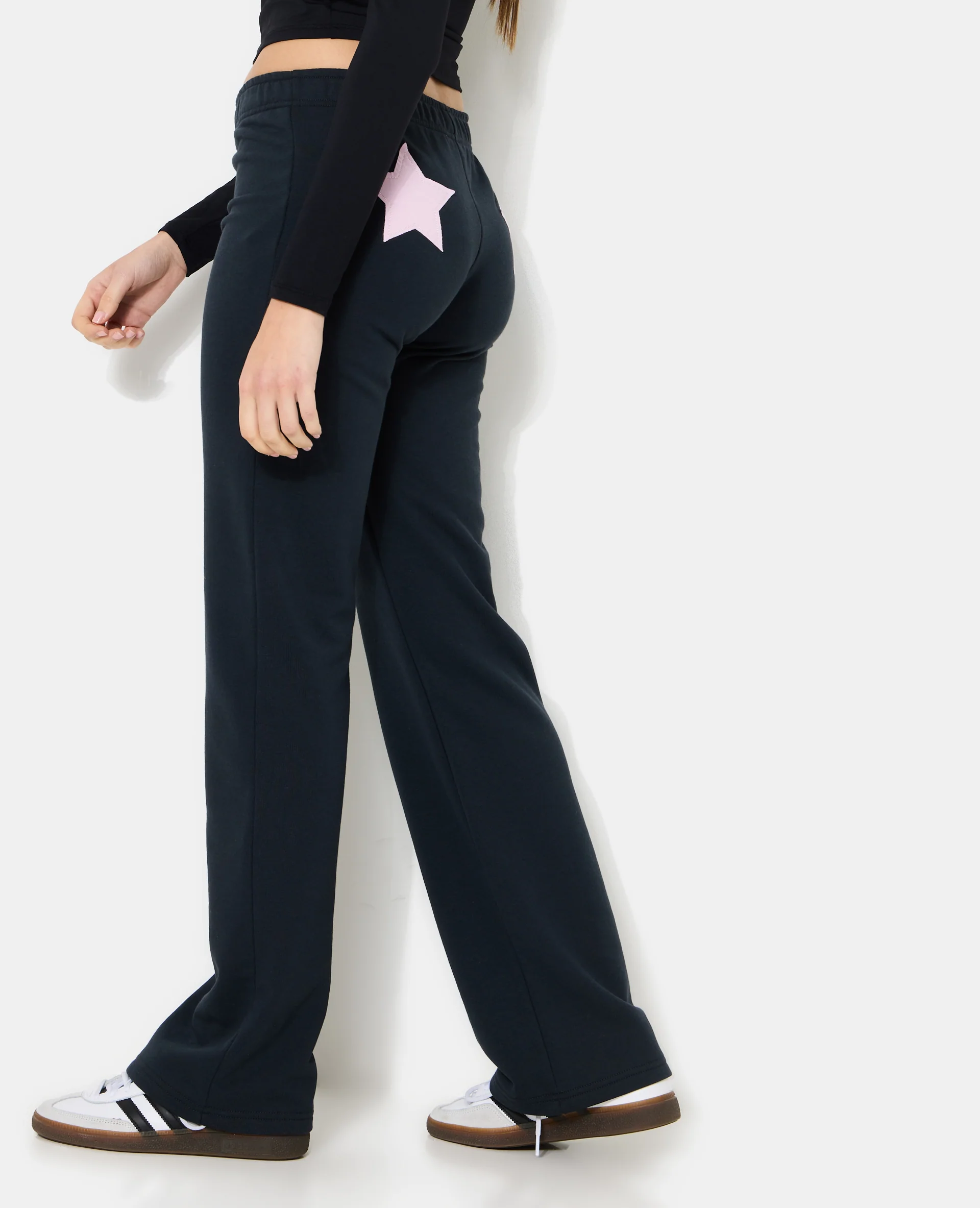 Pantalon droit en molleton avec étoiles dos