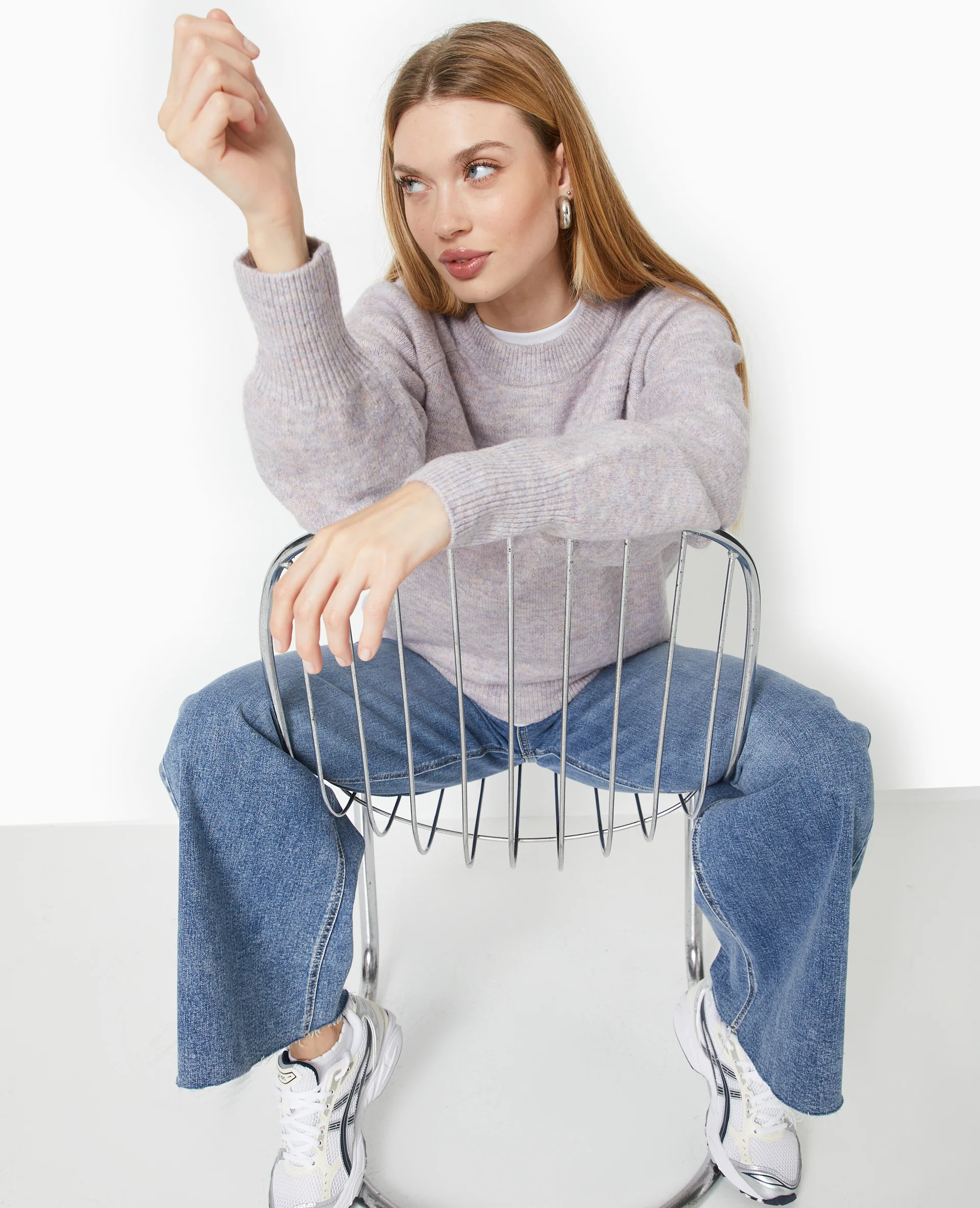 Pull oversize col rond manches raglans