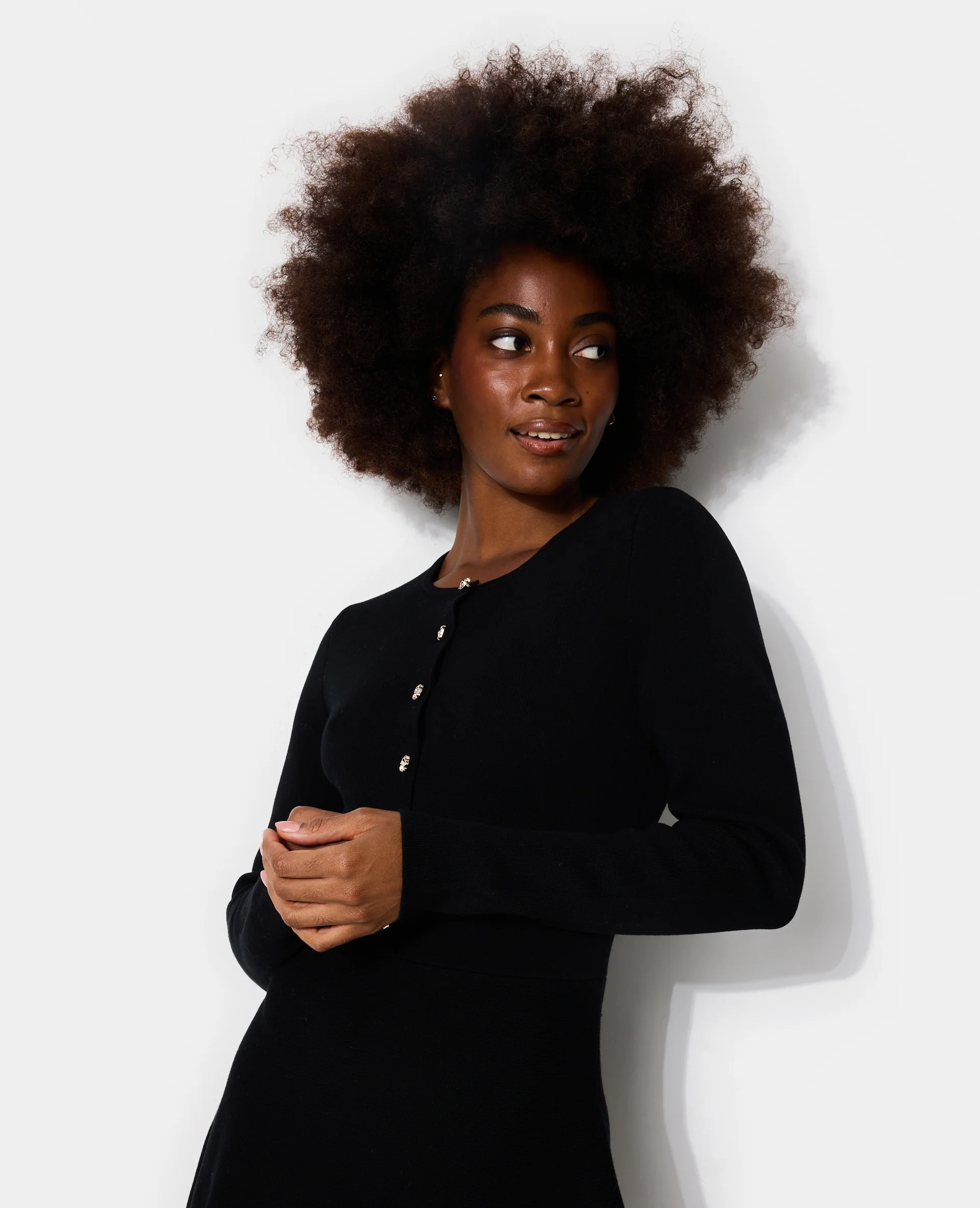 Robe en maille forme patineuse avec boutons