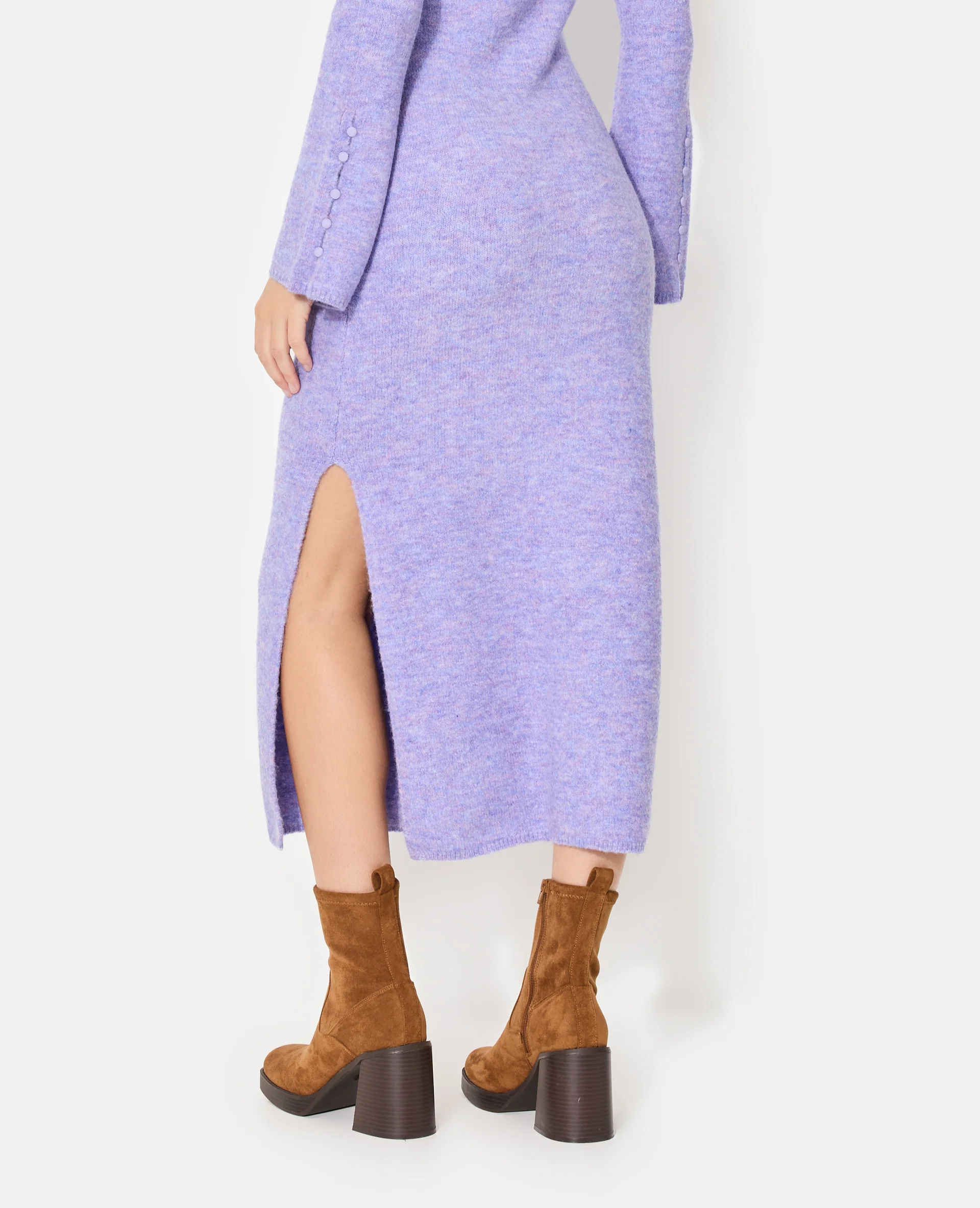 Robe longue en maille avec manches flare