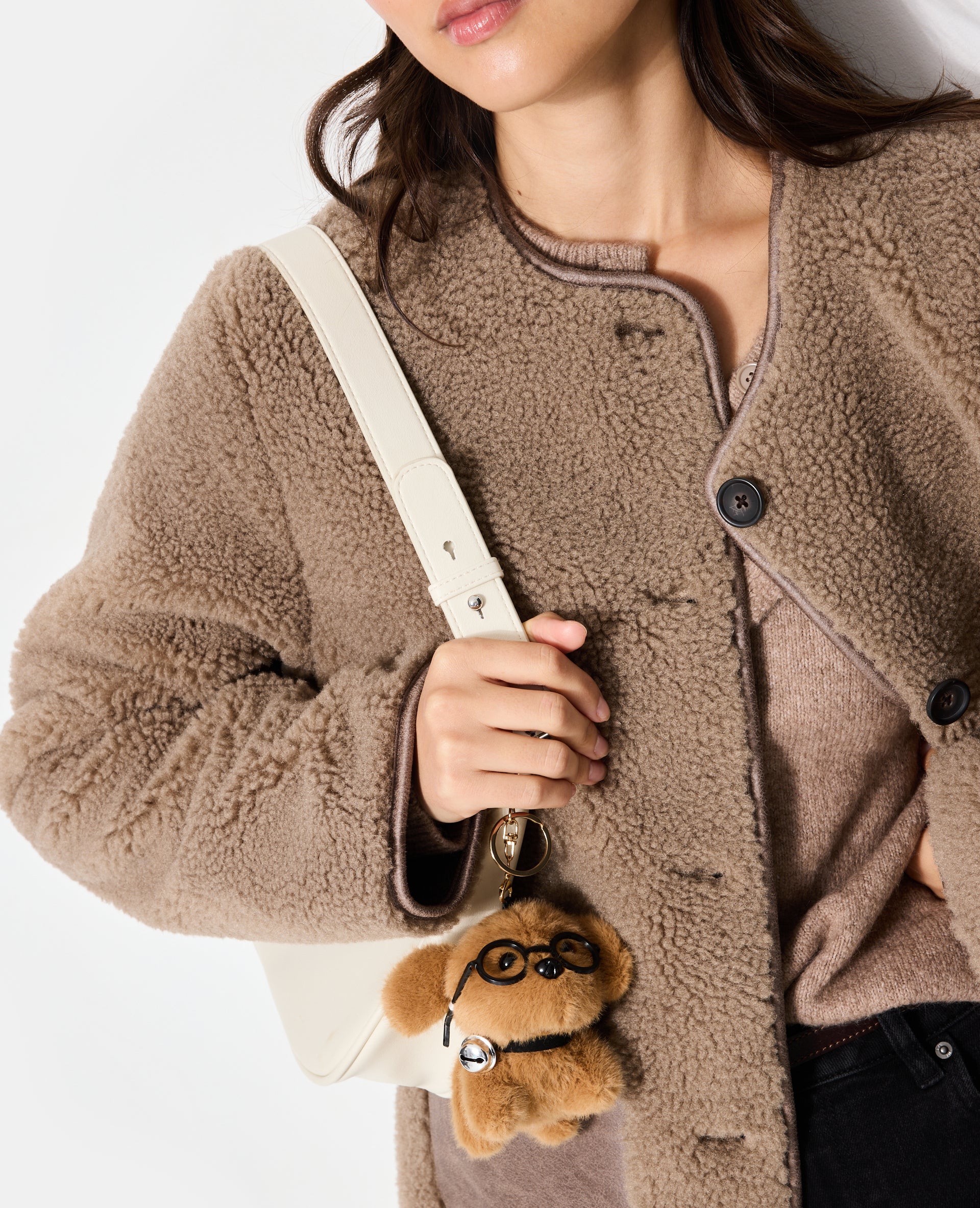 Porte-clés ou déco de sac avec chien à lunettes