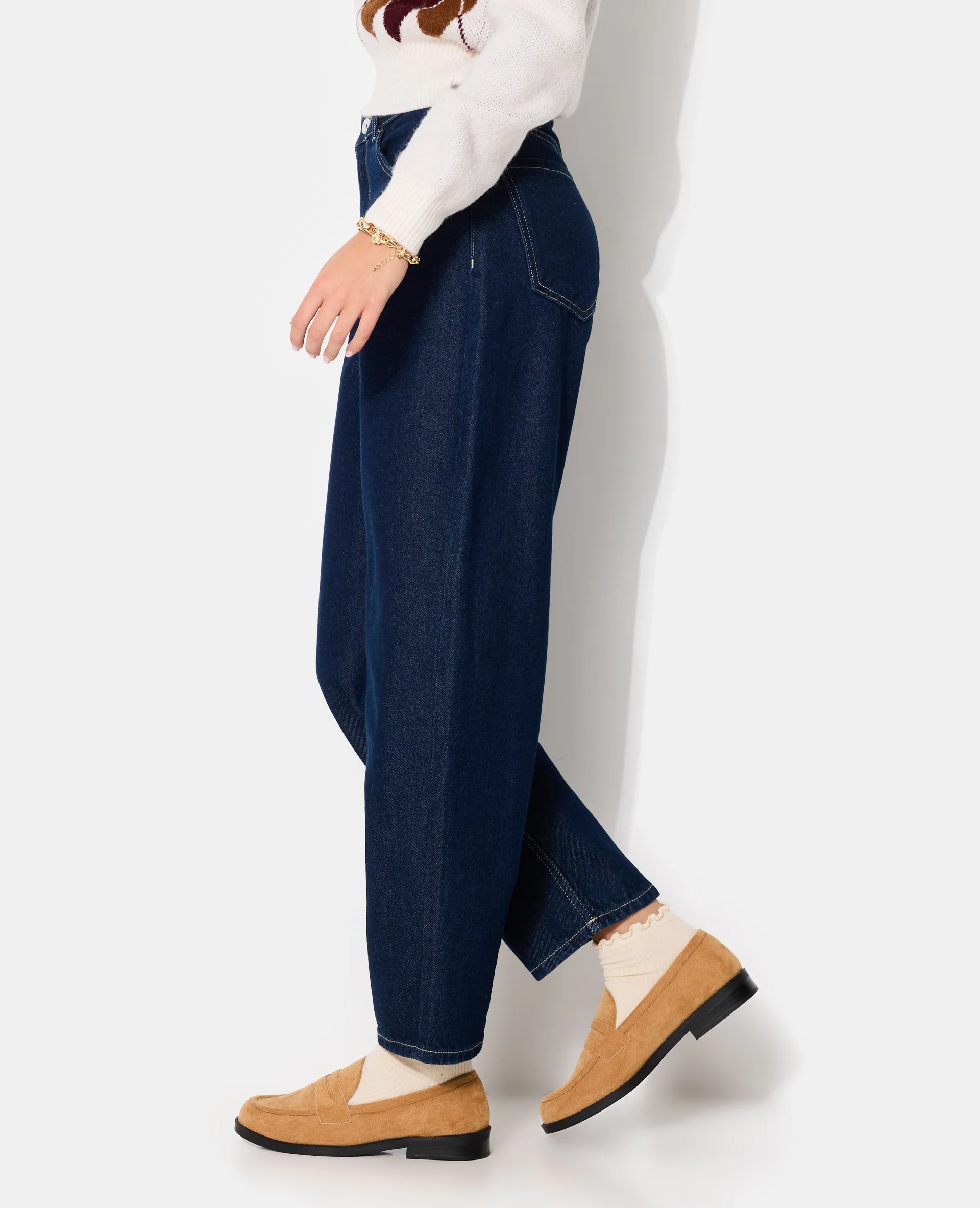 Jean barrel taille haute