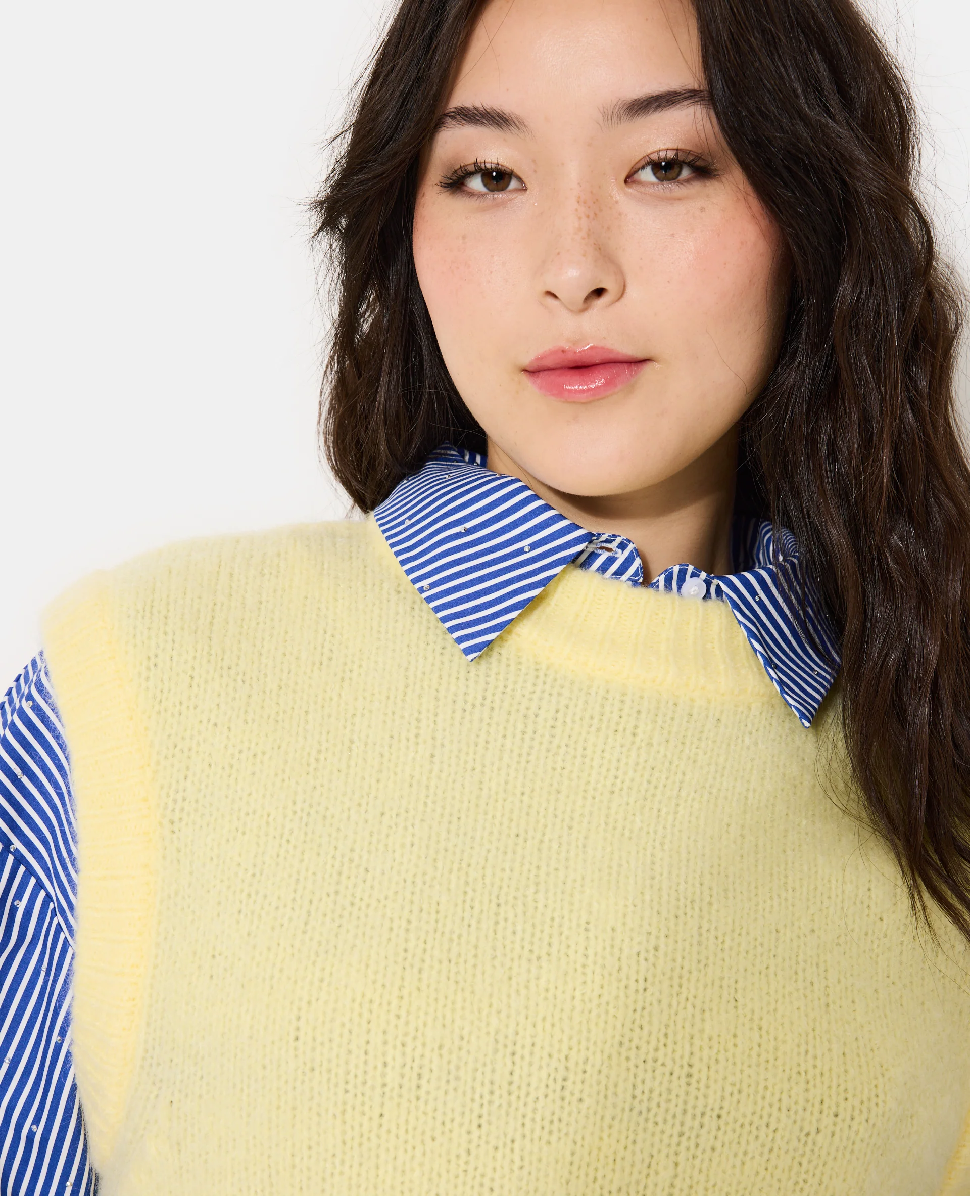 Pull sans manches avec laine et mohair