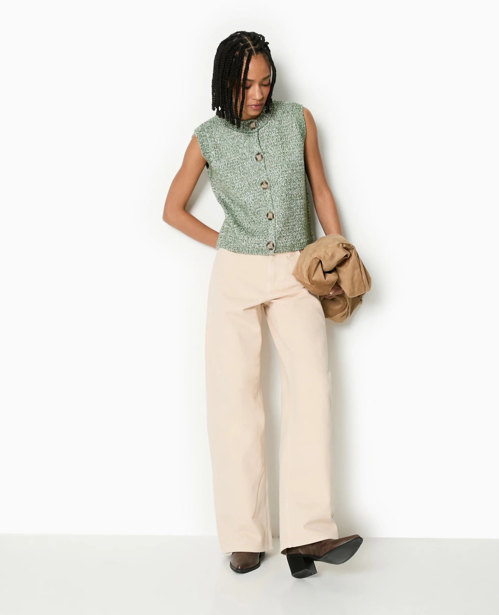 Gilet sans manches en maille moulinée