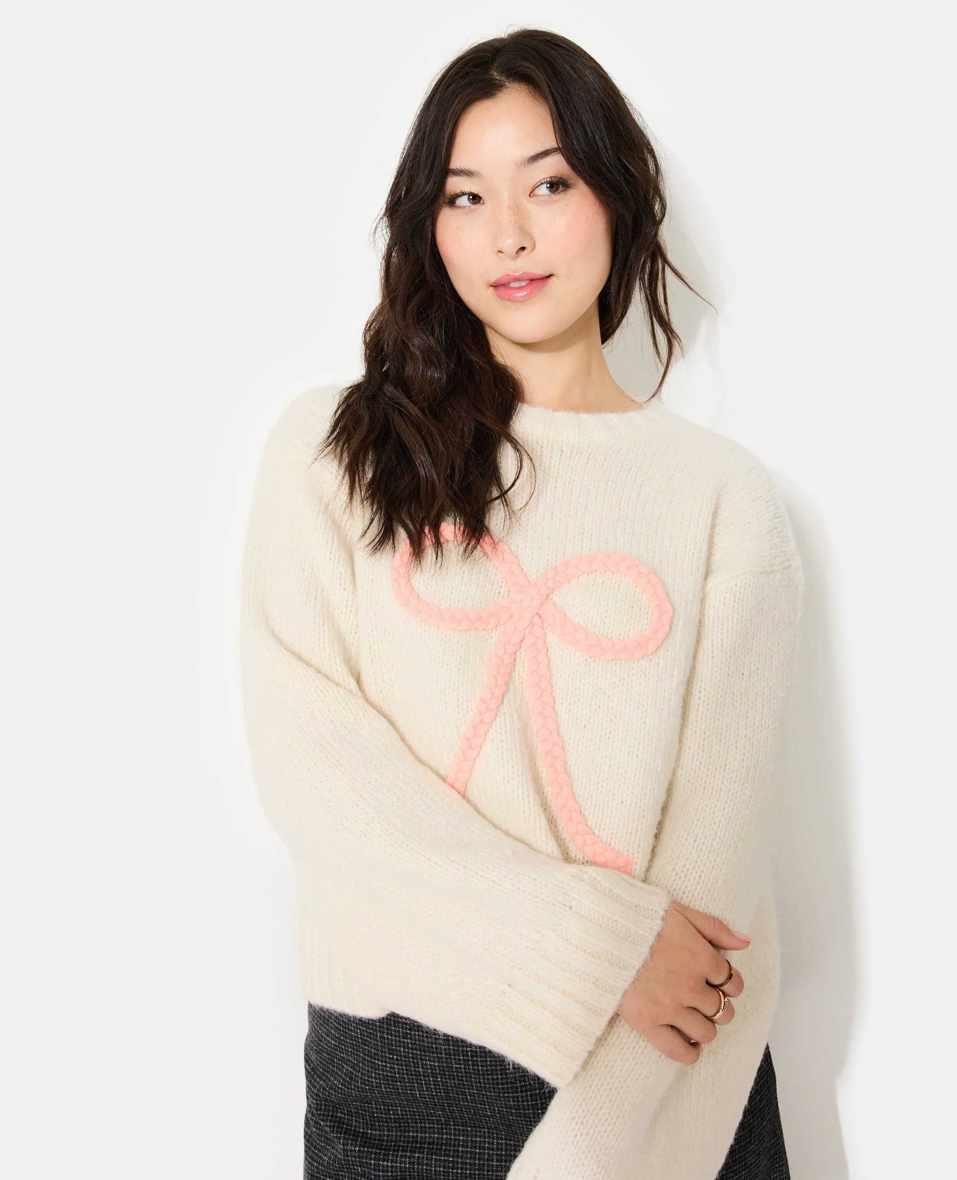 Pull en maille avec nœud