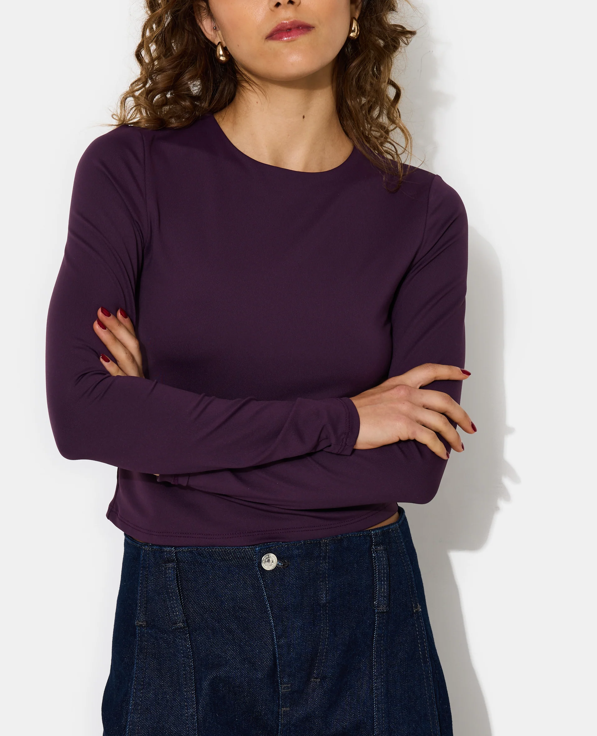 T-shirt manches longues en maille stretch