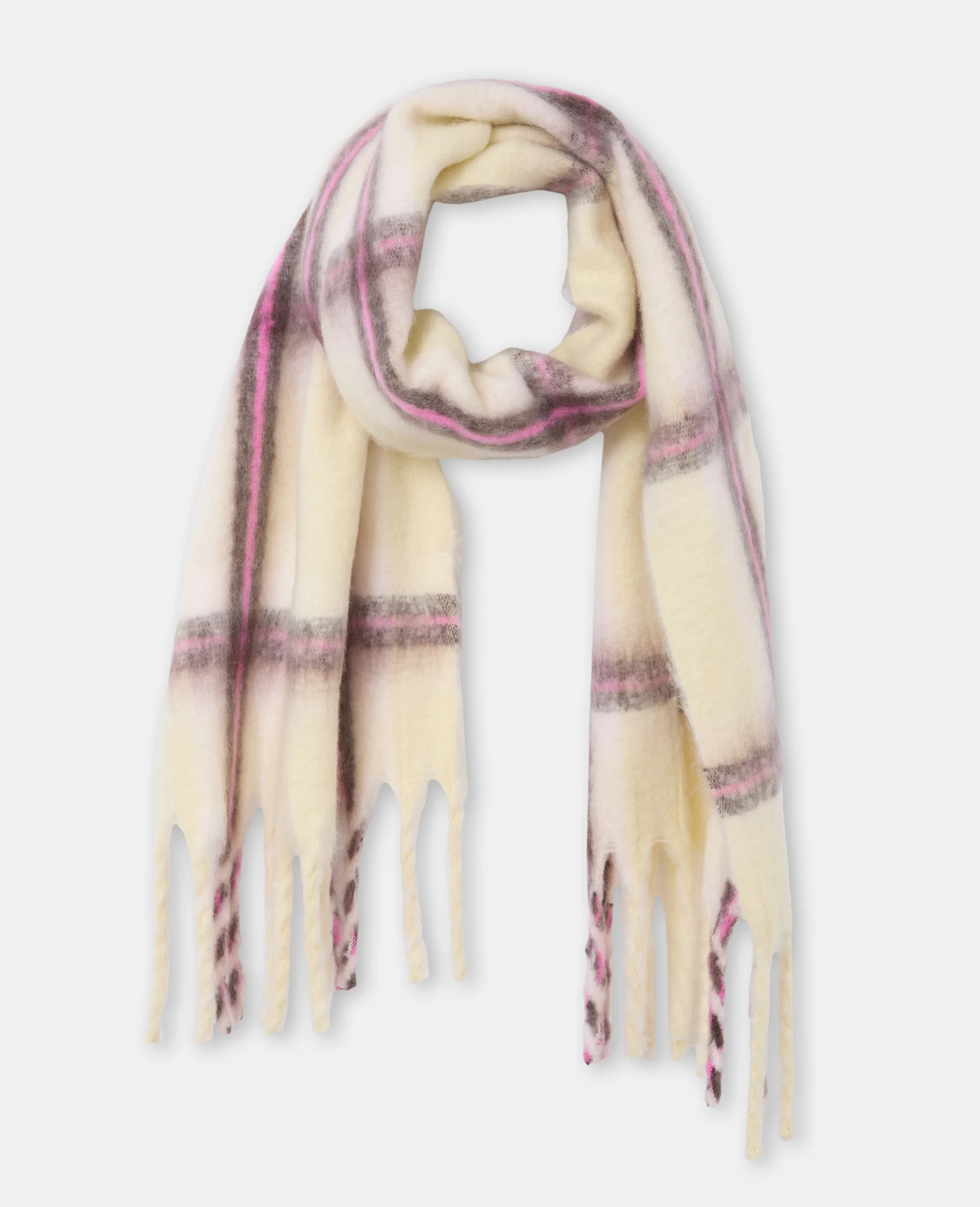 Grande écharpe à carreaux en maille douce