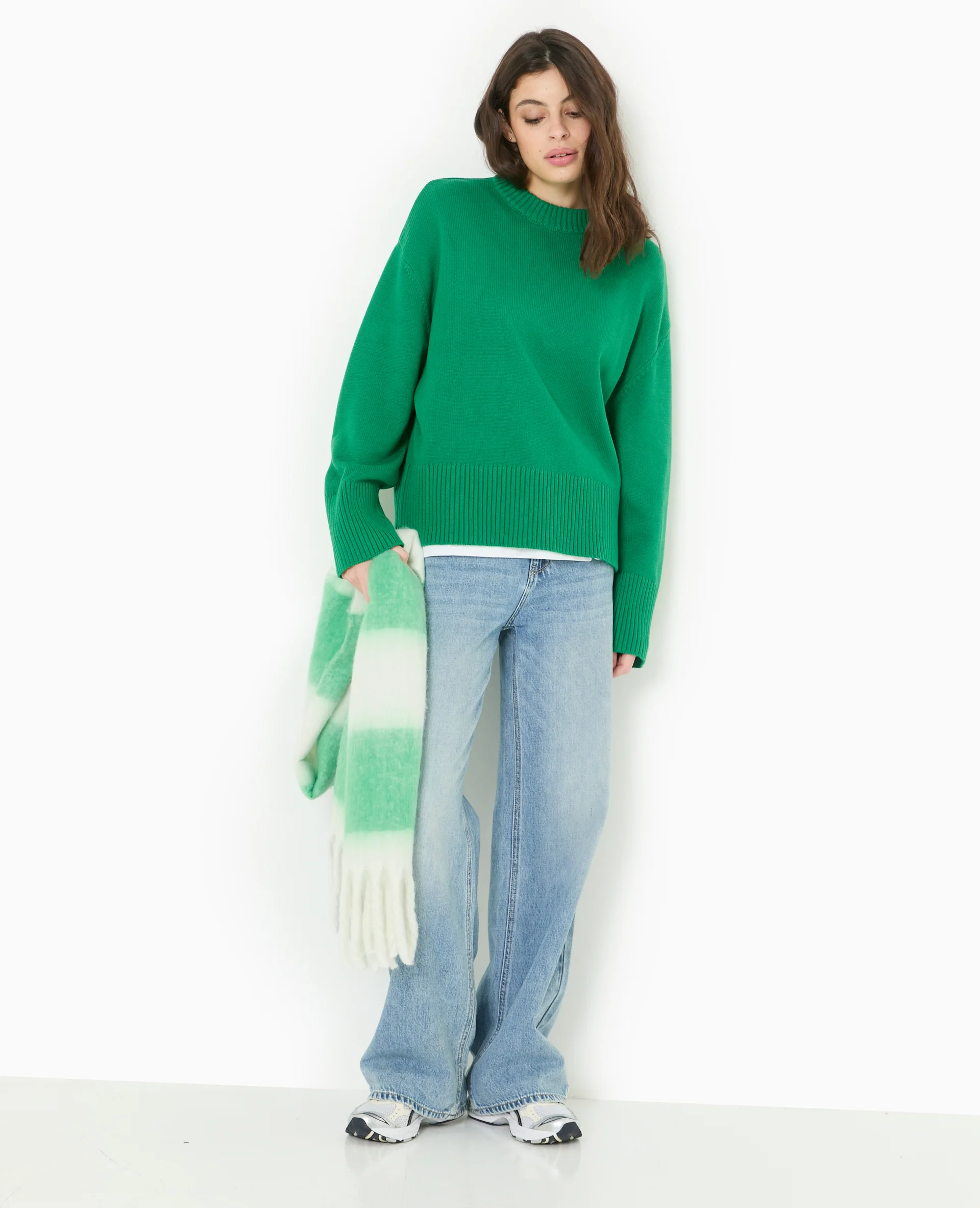 Pull oversize avec grands bord-côtes