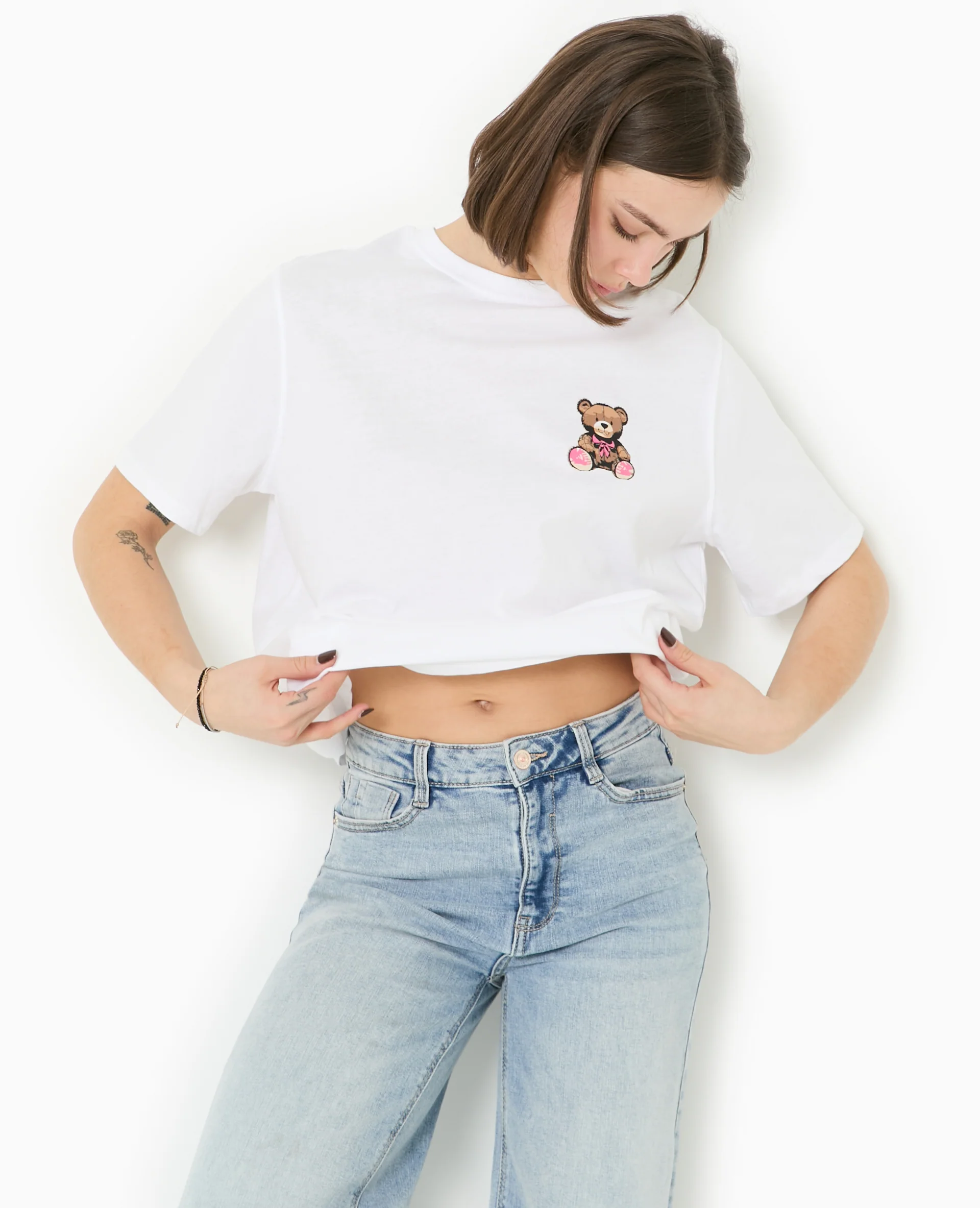 T-shirt ample avec print poitrine et dos