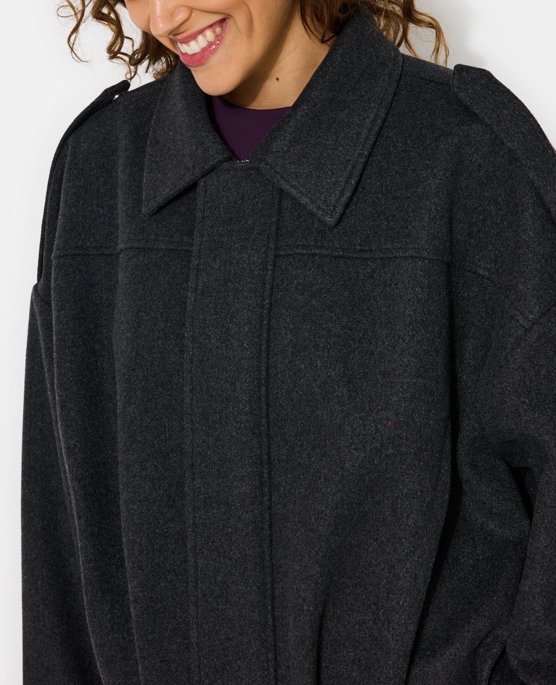 Blouson forme boule effet drap de laine