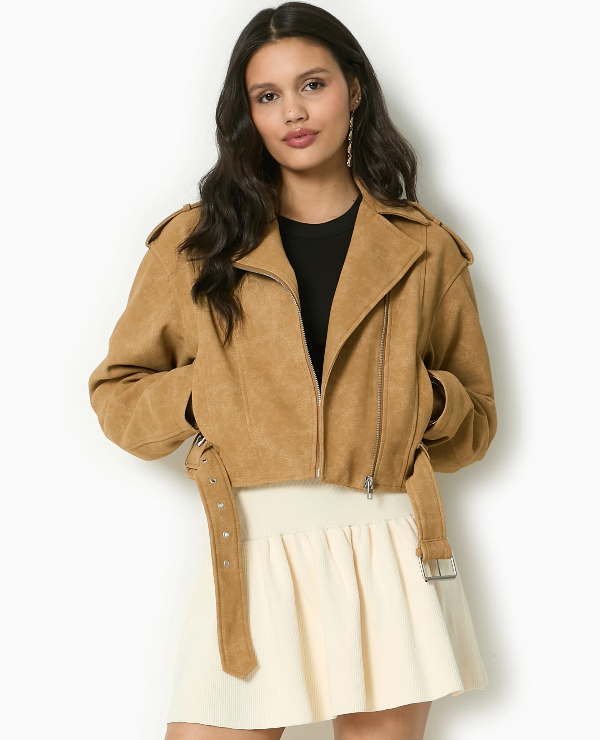 Veste biker en suédine